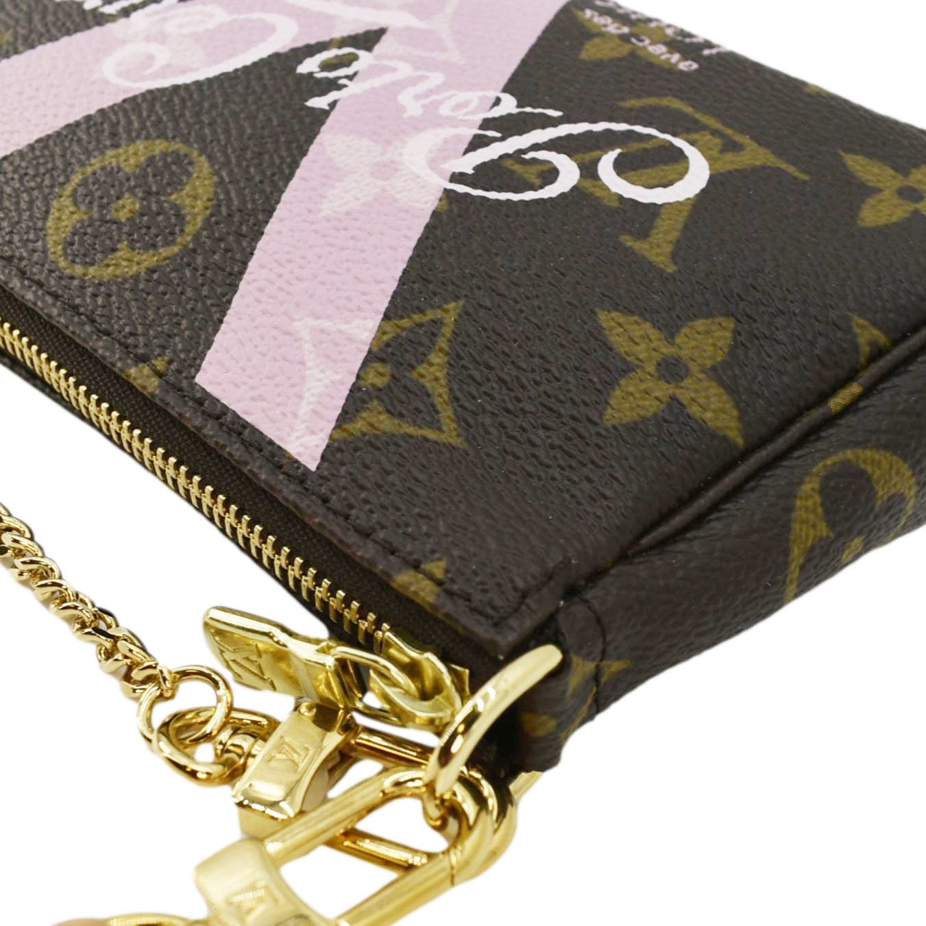 LOUIS VUITTON V Pochette Accessories Mini  Monogram Canvas Pouch Brown