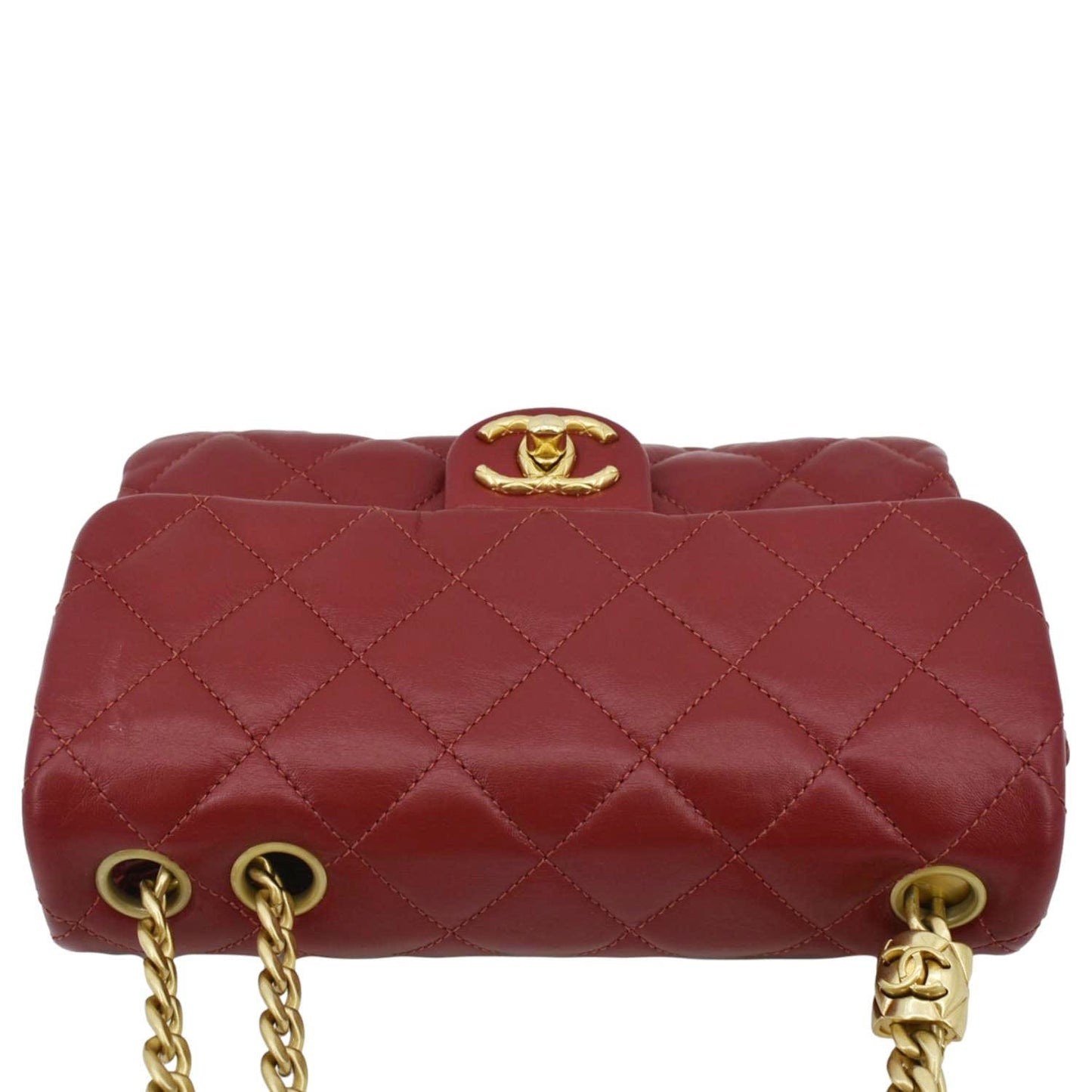CHANEL Small Pillow Crush Flap Quilted Leather Shoulder Bag Red