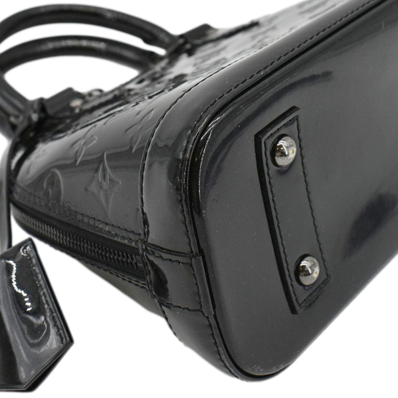 LOUIS VUITTON Alma BB Monogram Vernis Satchel Bag Black