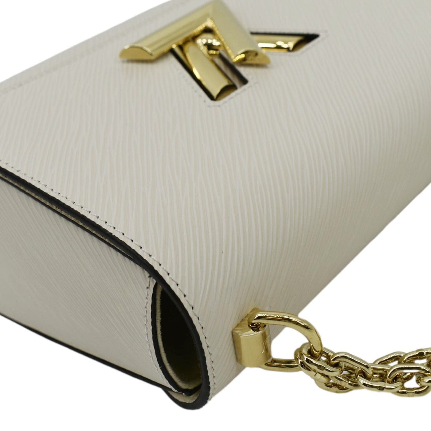 LOUIS VUITTON Twist Flower Epi Leather Chain Shoulder Bag Off White