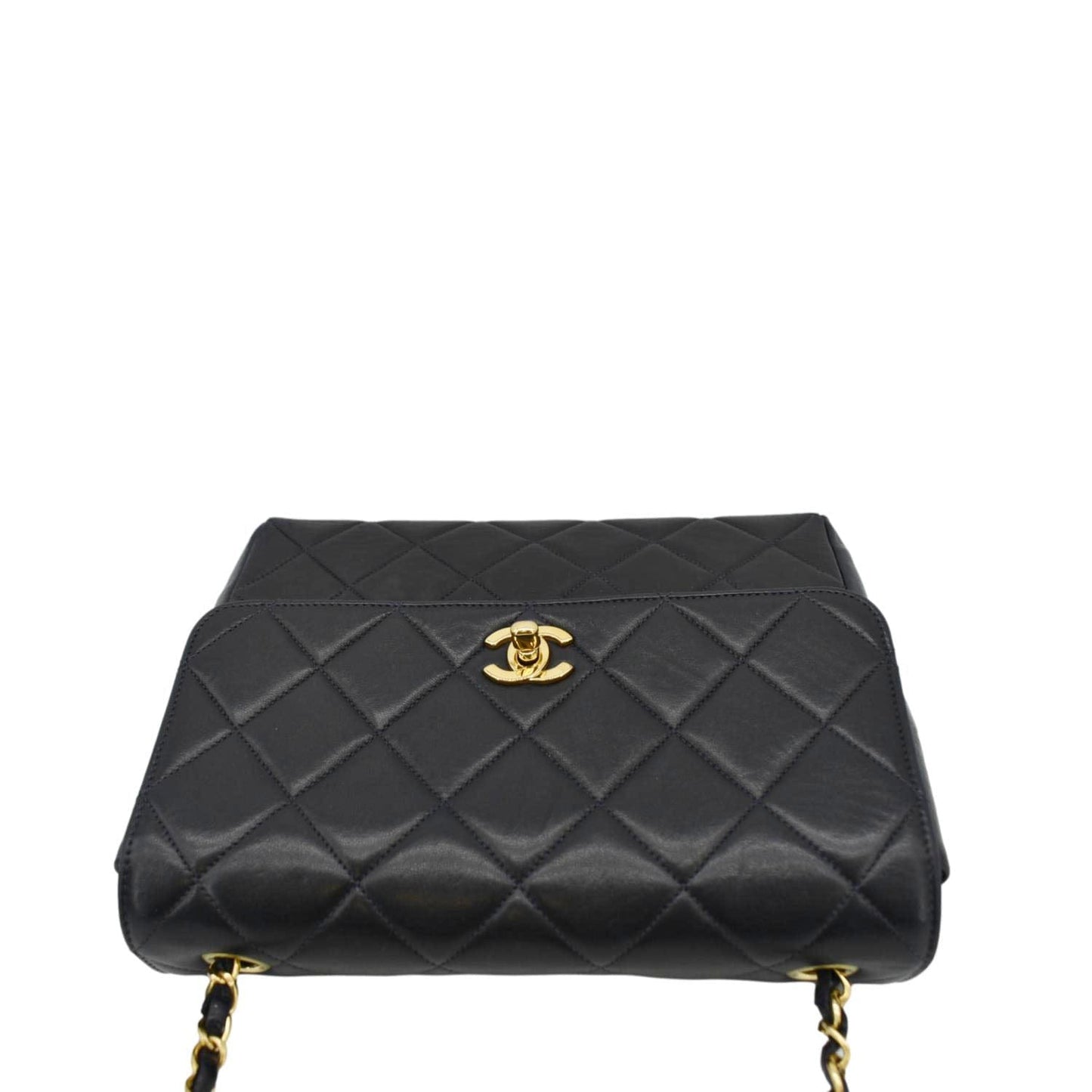 CHANEL Square CC Flap  Quilted Leather Shoulder Bag Black