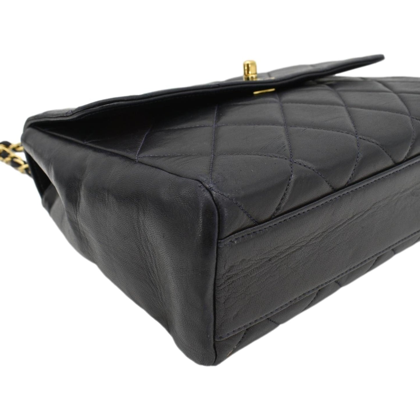 CHANEL Square CC Flap  Quilted Leather Shoulder Bag Black