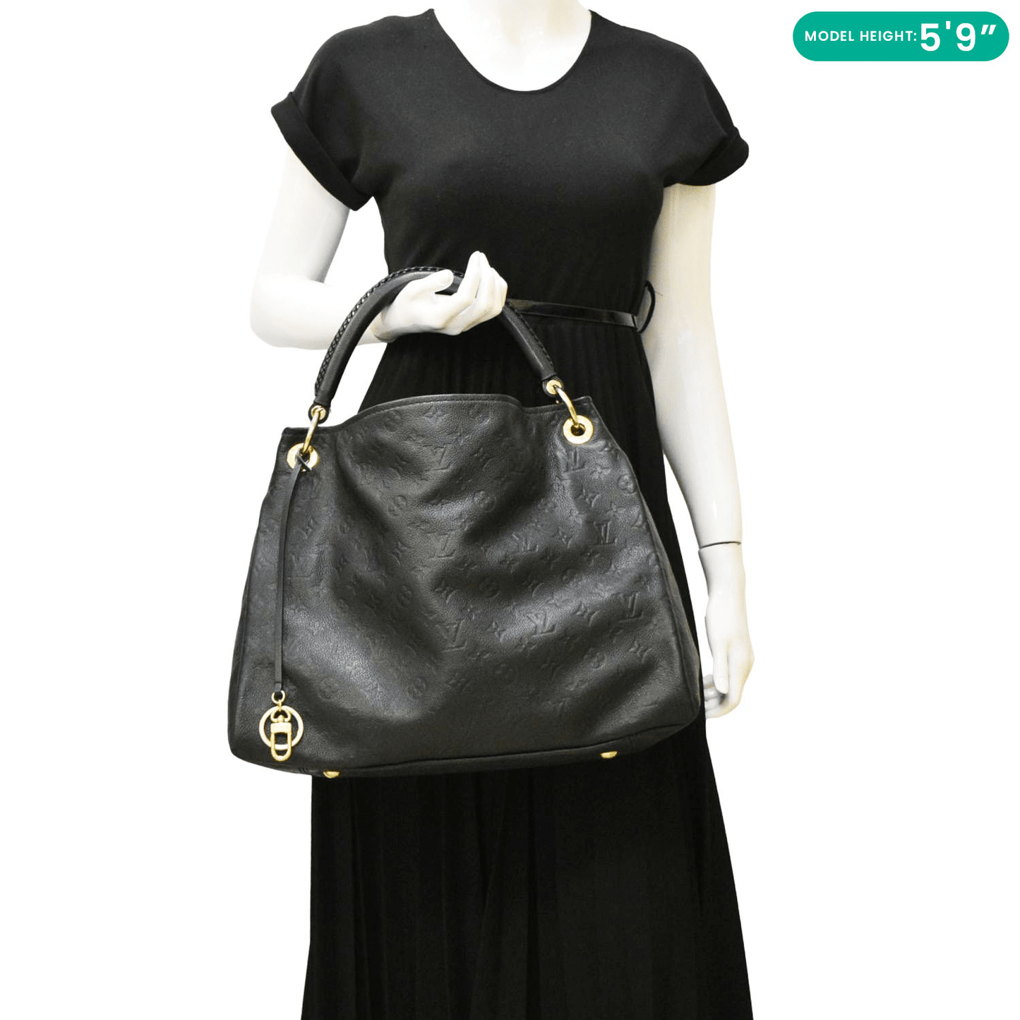 LOUIS VUITTON Artsy MM Monogram Empreinte Leather Shoulder Bag  Black