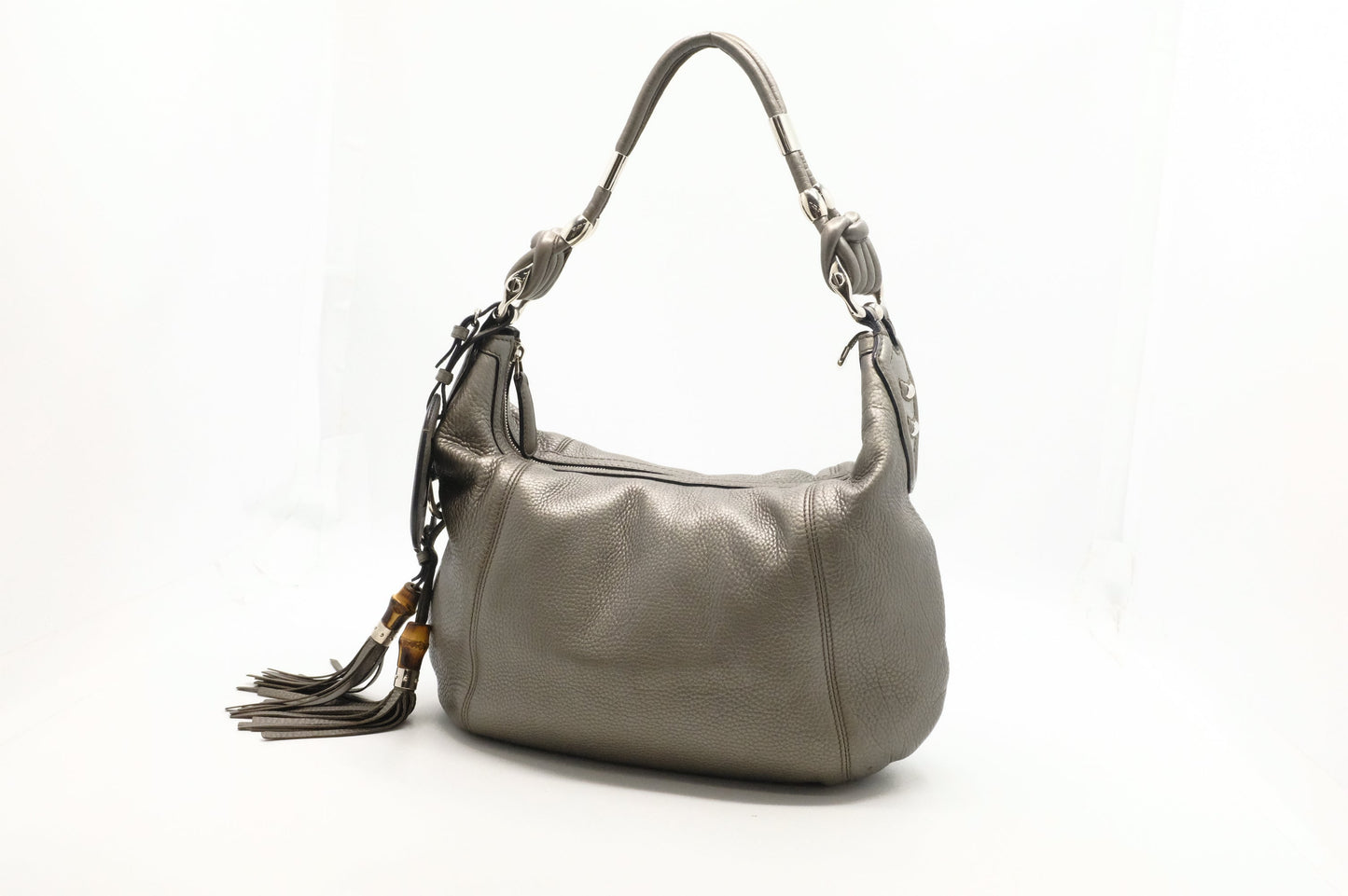 Gucci Techno Horsebit Hobo Bag in Silver Leather