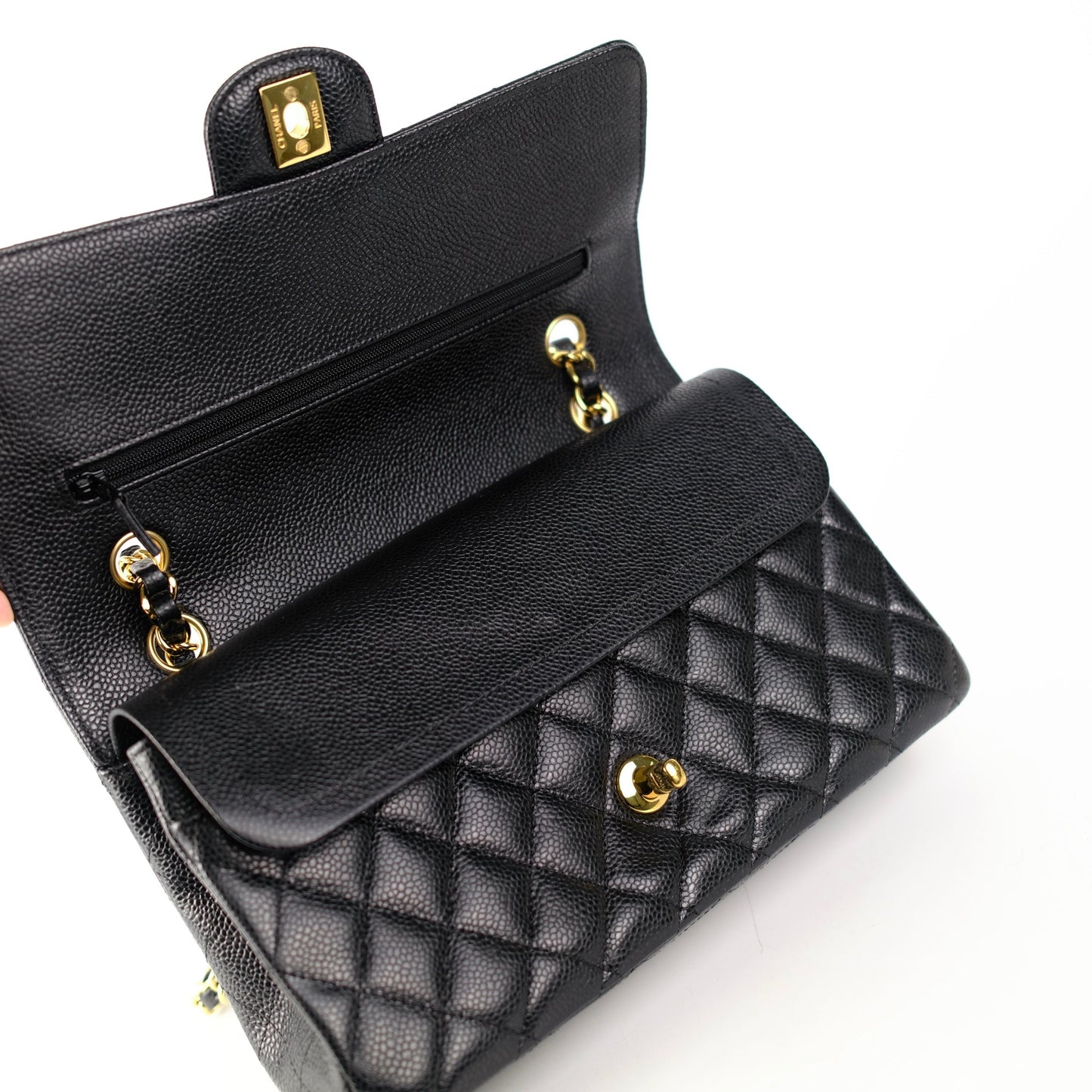 Chanel Medium M/L Caviar Classic Flap Black 23 series
