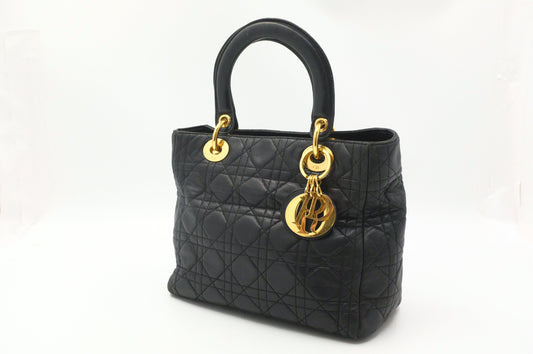 Dior Medium Lady Dior in Black Cannage Leather