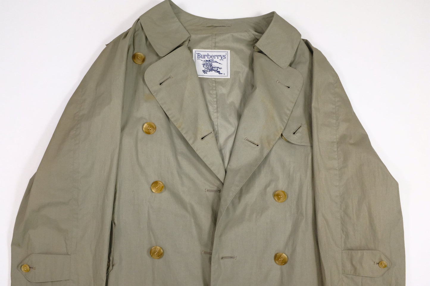 Burberry Trench Coat in Khaki Green Cotton