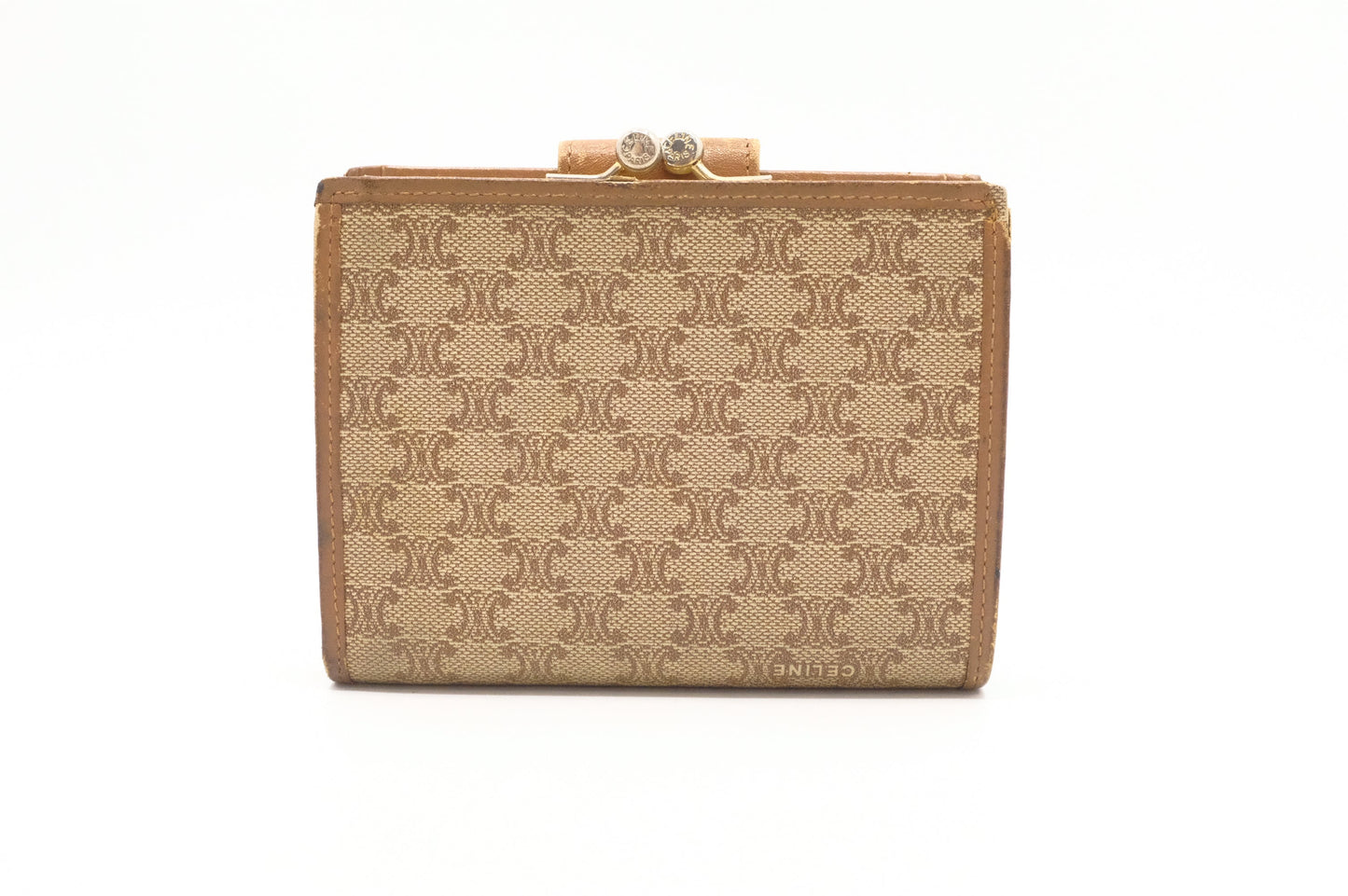 Celine Compact Wallet in Beige Macadam Canvas