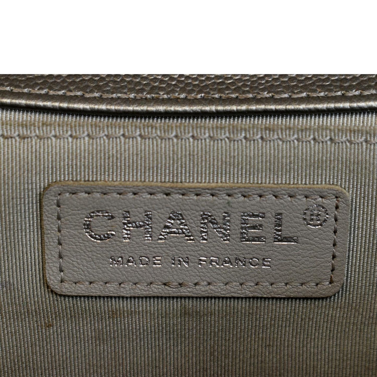 CHANEL Boy Flap Caviar Leather Crossbody Bag Grey