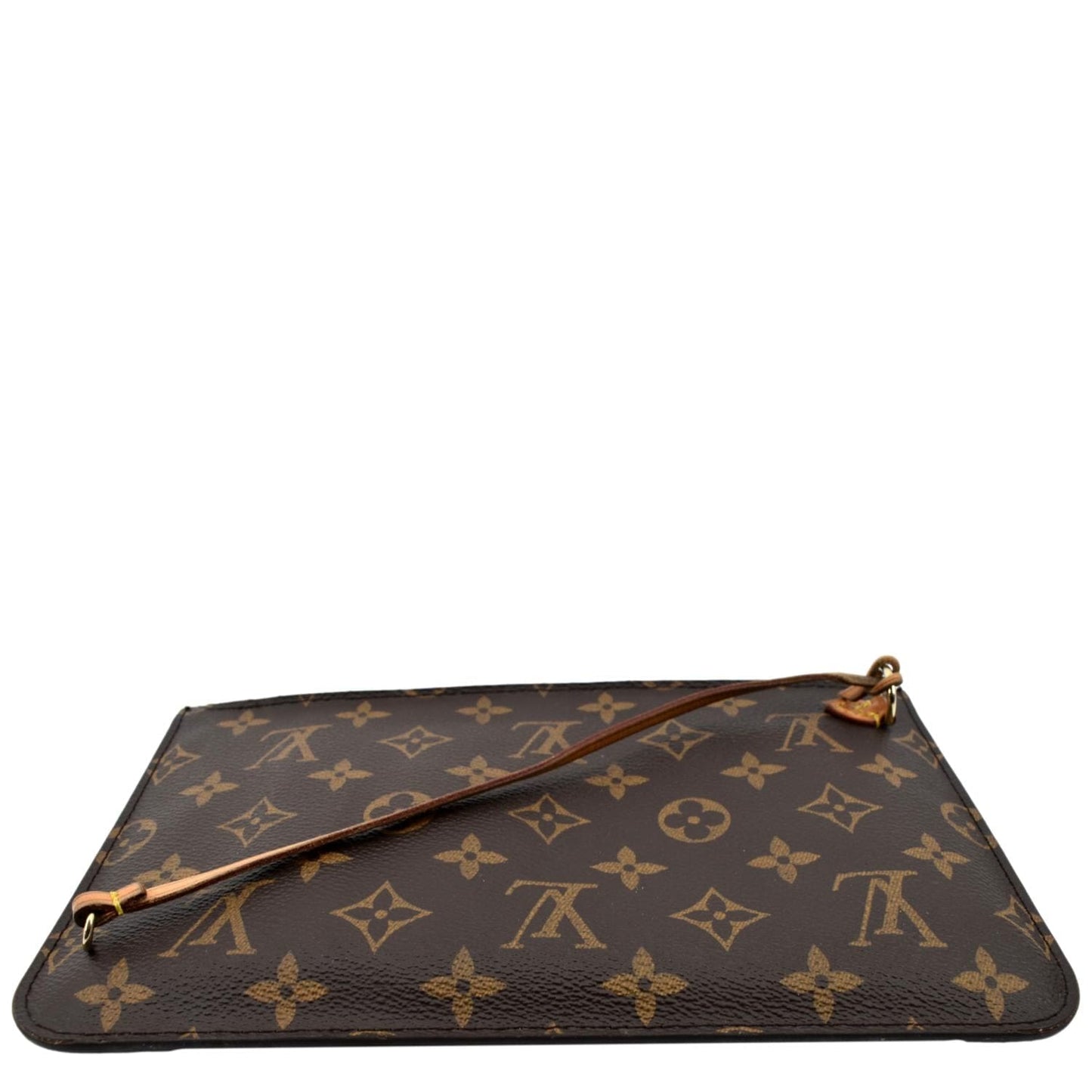 LOUIS VUITTON  Neverfull Monogram Canvas Pochette Wristlet Pouch Brown