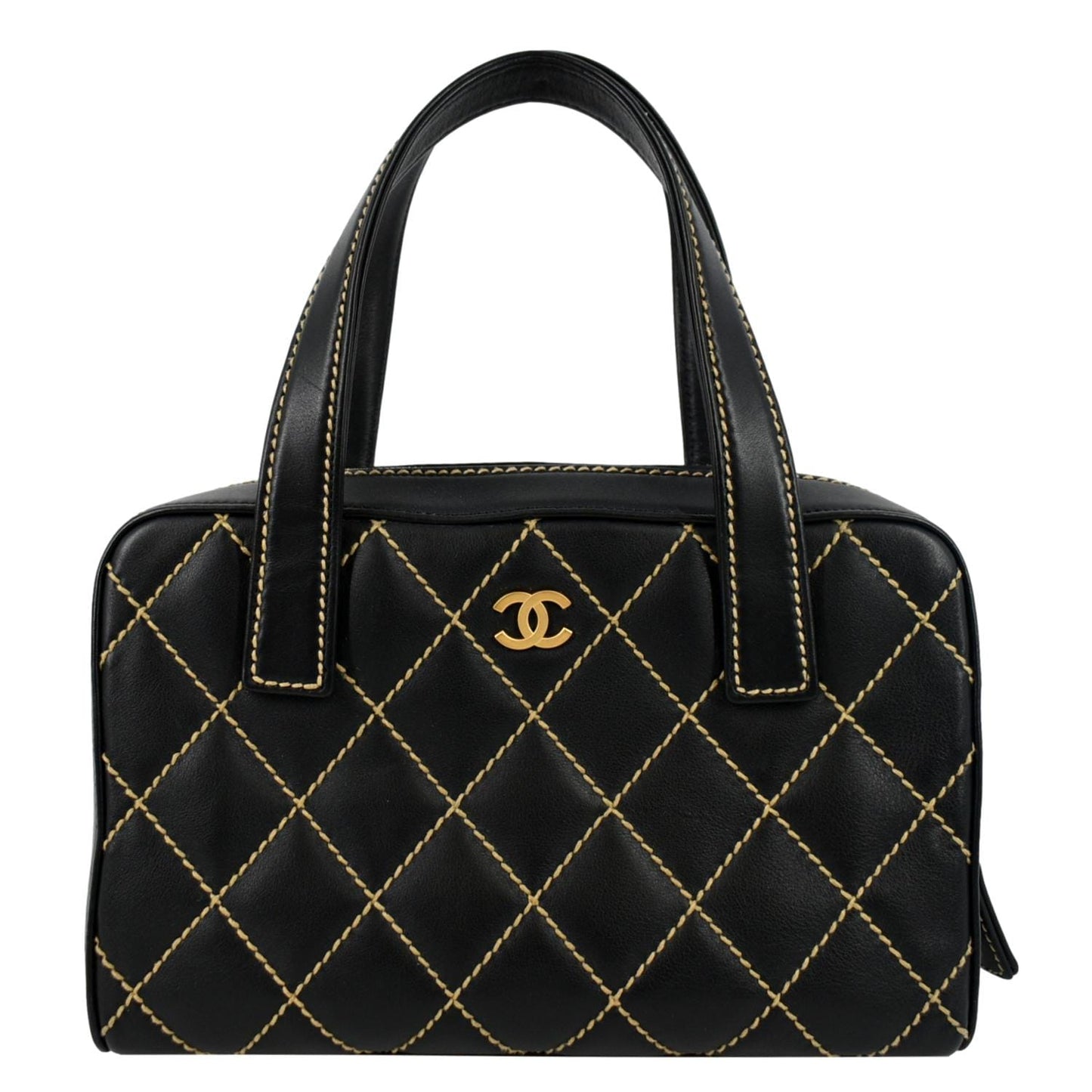 CHANEL CC Wild Stitch  Calfskin Leather Tote Bag Black