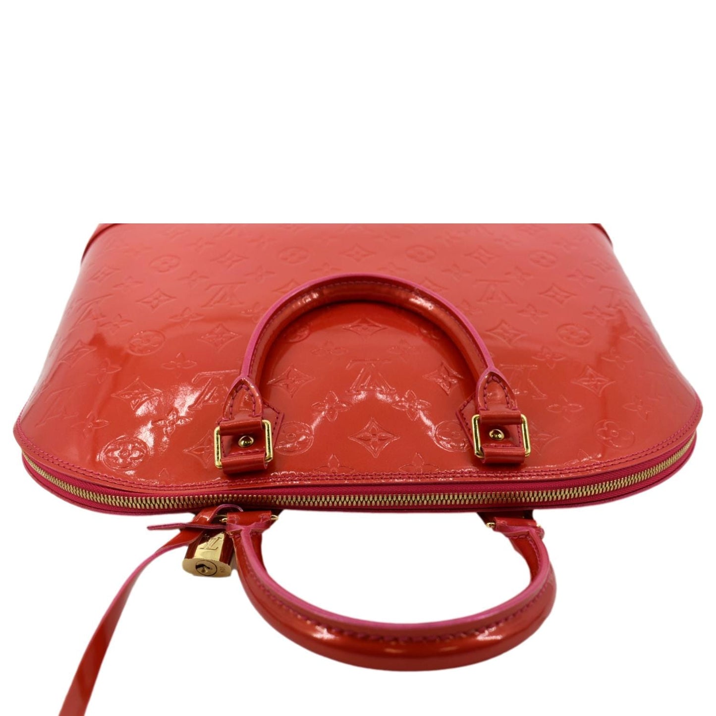 Louis Vuitton Alma GM Monogram Vernis Leather Satchel Bag Red