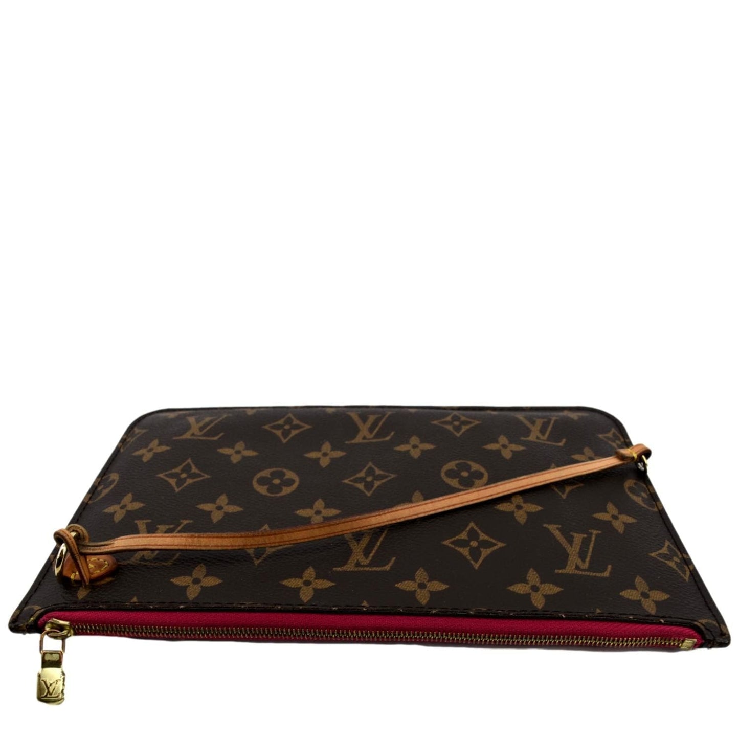 LOUIS VUITTON  Neverfull Monogram Canvas Pochette Wristlet Pouch Brown