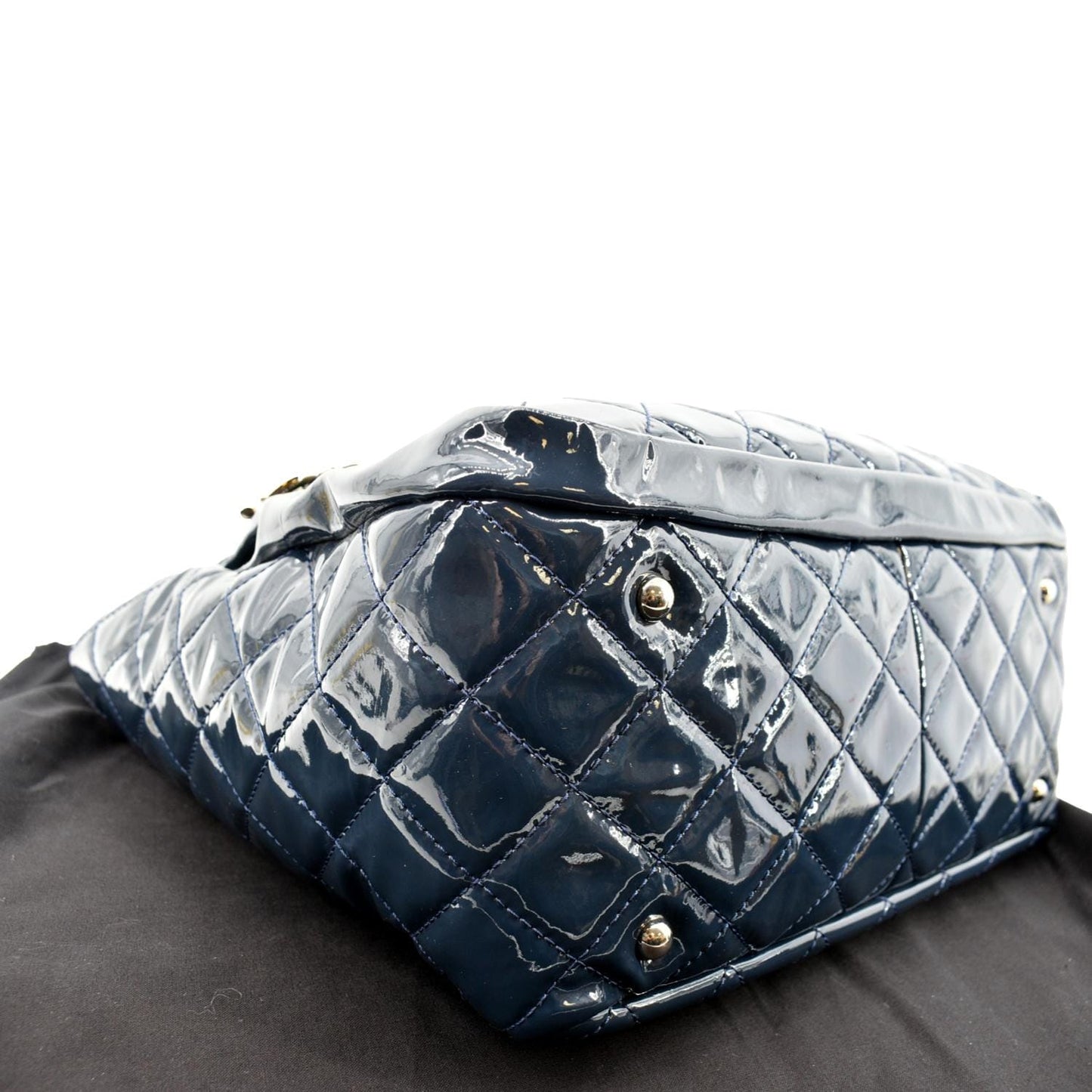 CHANEL Chic Glitter Large Patent Leather Tote Bag Blue