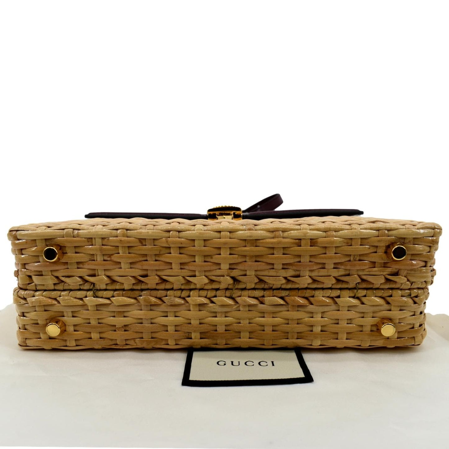 GUCCI Sylvie Wicker Leather Shoulder Bag Beige