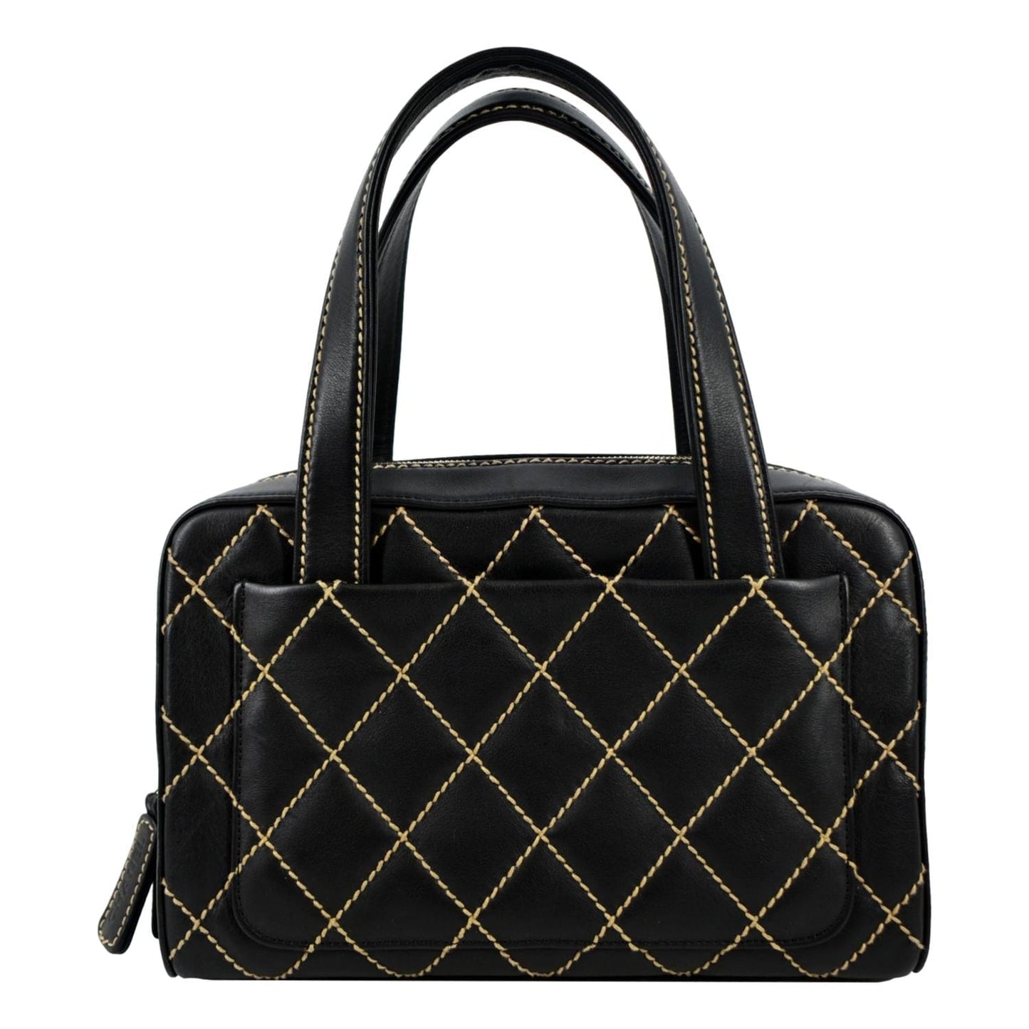 CHANEL CC Wild Stitch  Calfskin Leather Tote Bag Black