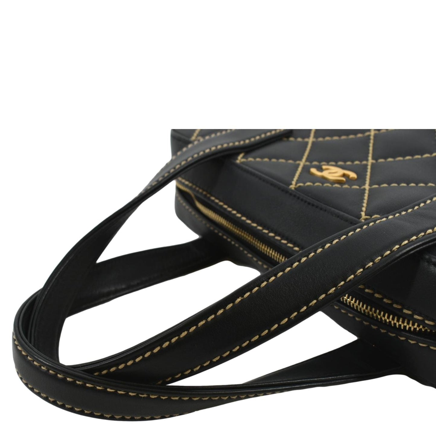 CHANEL CC Wild Stitch  Calfskin Leather Tote Bag Black