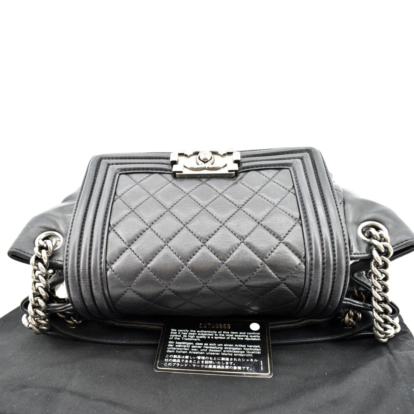 CHANEL Boy Leather Shopping Tote Bag Black