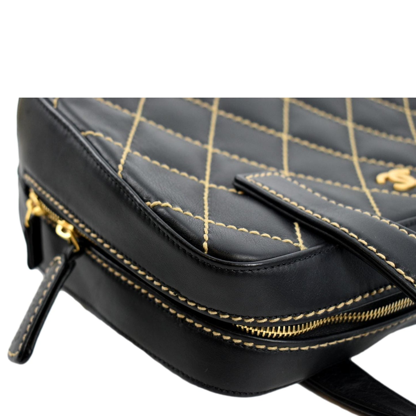 CHANEL CC Wild Stitch  Calfskin Leather Tote Bag Black