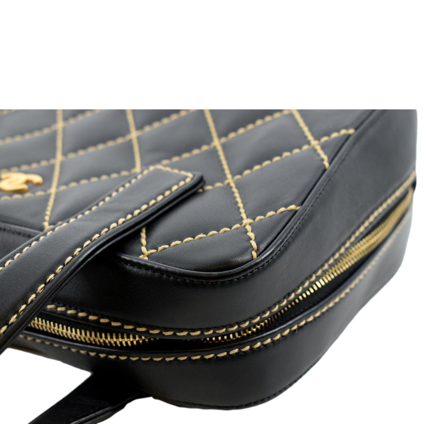 CHANEL CC Wild Stitch  Calfskin Leather Tote Bag Black