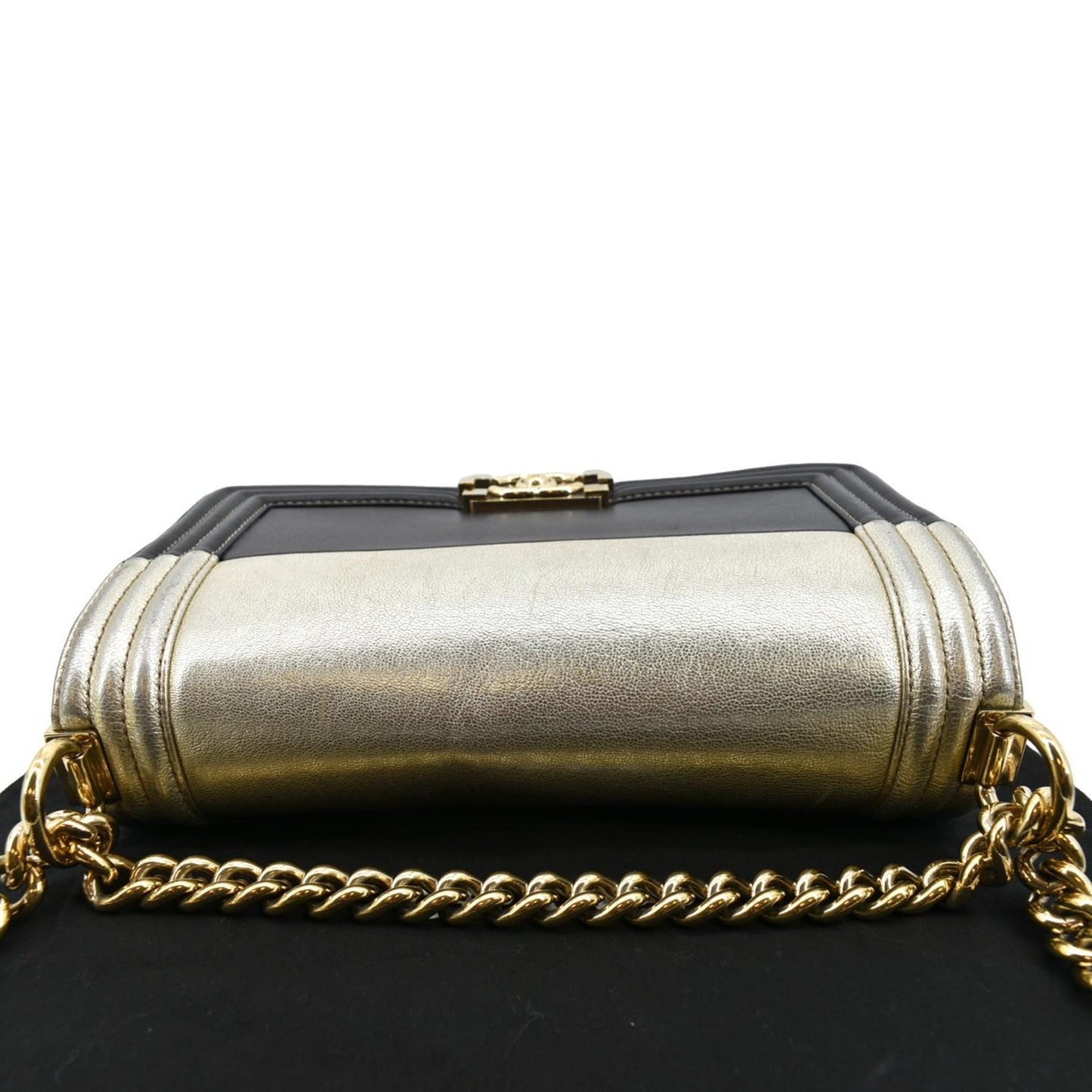 CHANEL Boy Leather Shoulder Bag Bicolor