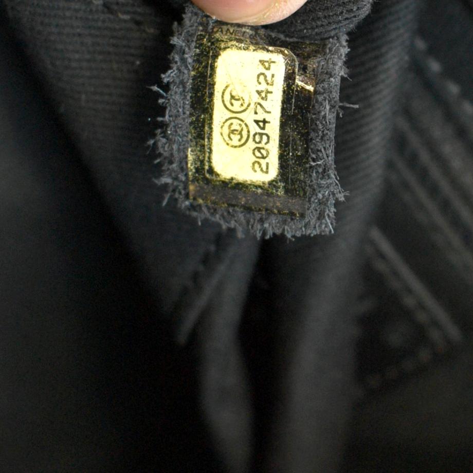 CHANEL Stitched CC Pocket Leather Shoulder Bag Black
