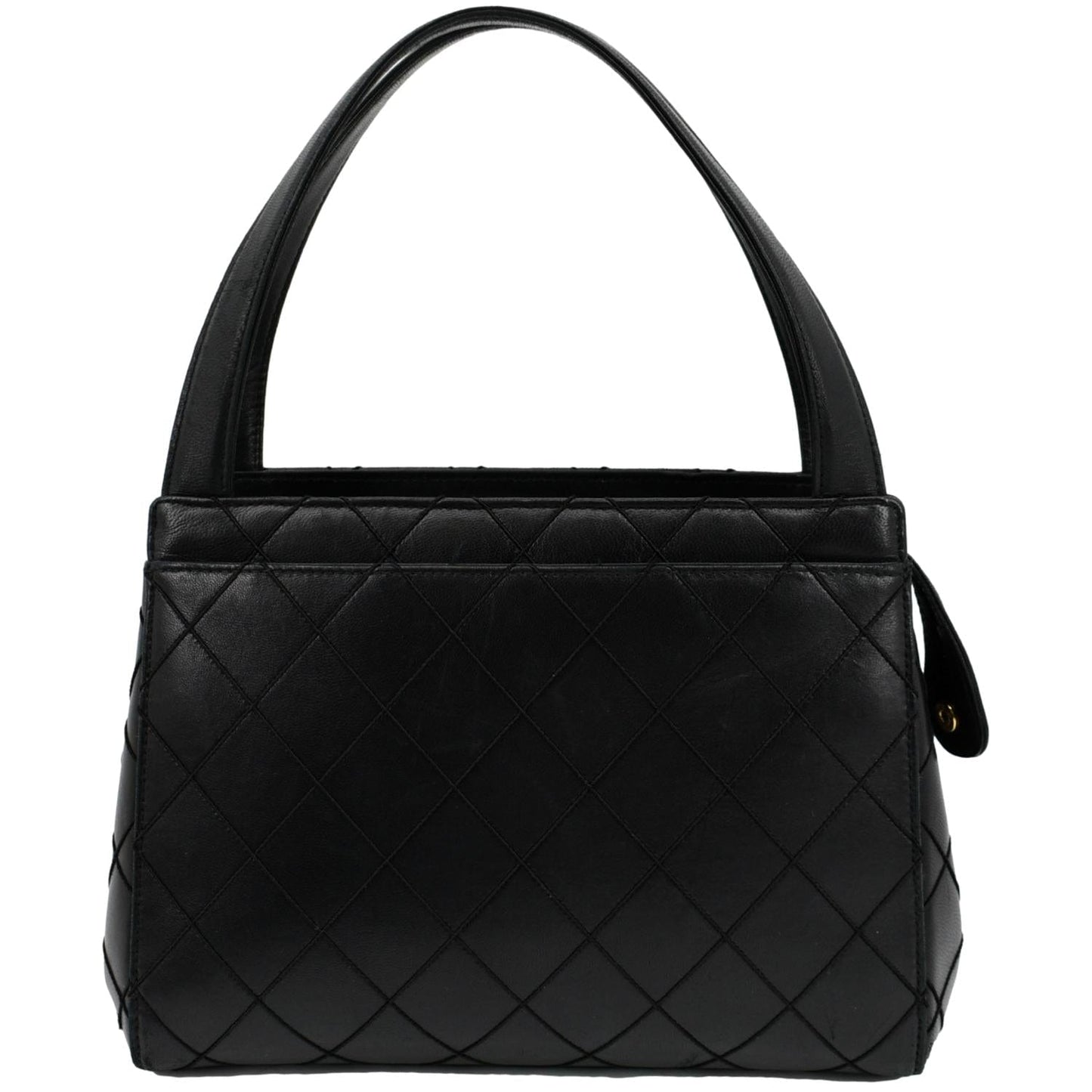CHANEL Small Vintage Lambskin Leather Handbag Black