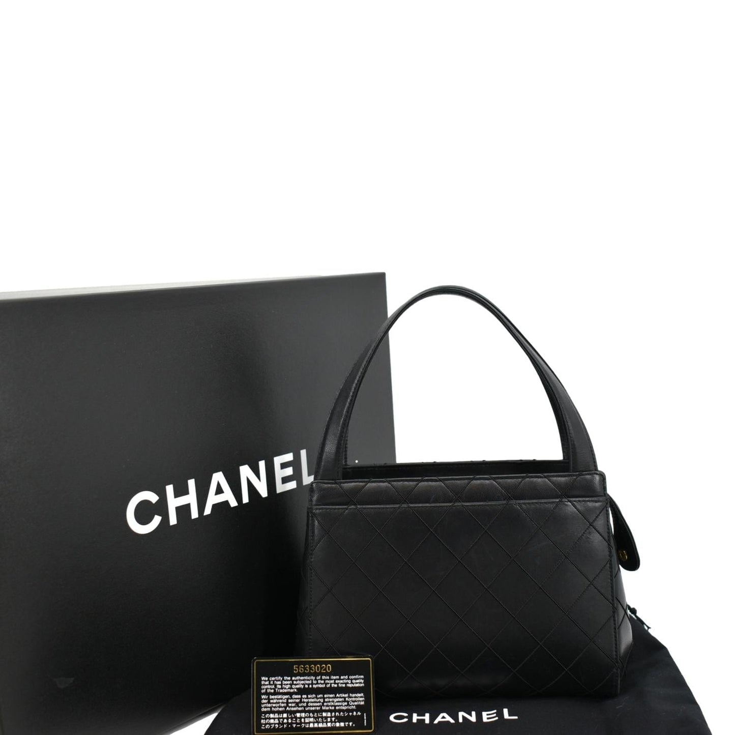 CHANEL Small  Lambskin Leather Handbag Black