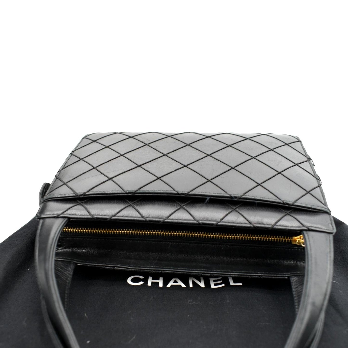 CHANEL Small  Lambskin Leather Handbag Black