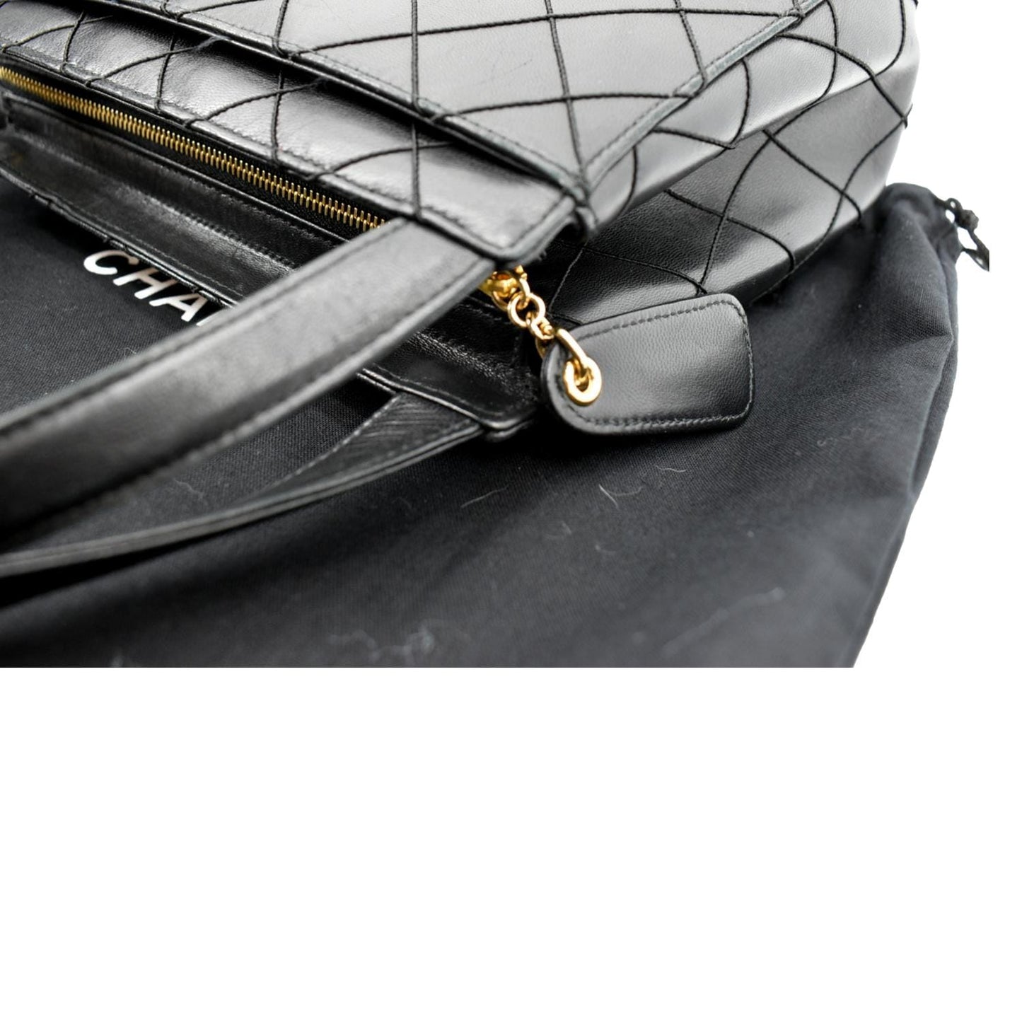 CHANEL Small  Lambskin Leather Handbag Black