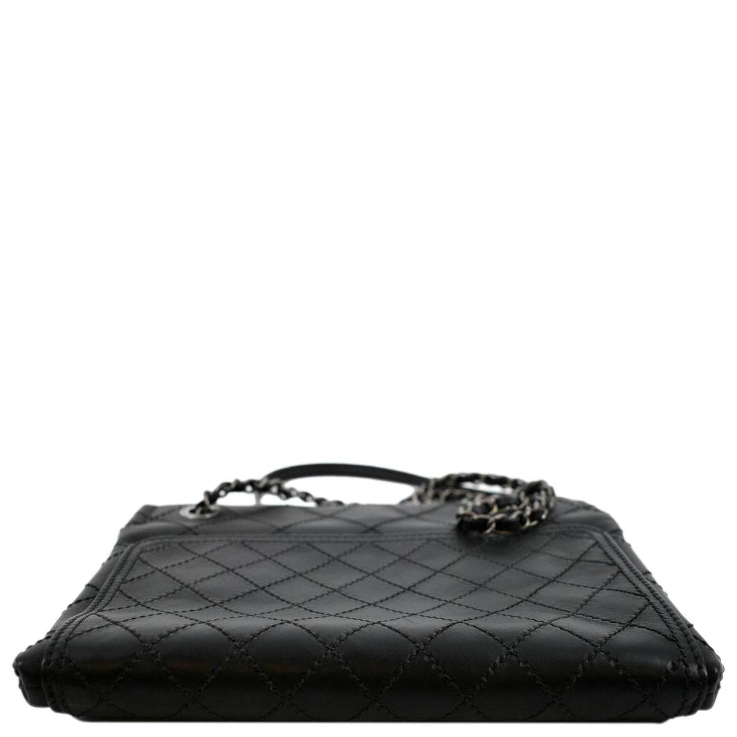 CHANEL Stitched CC Pocket Leather Shoulder Bag Black