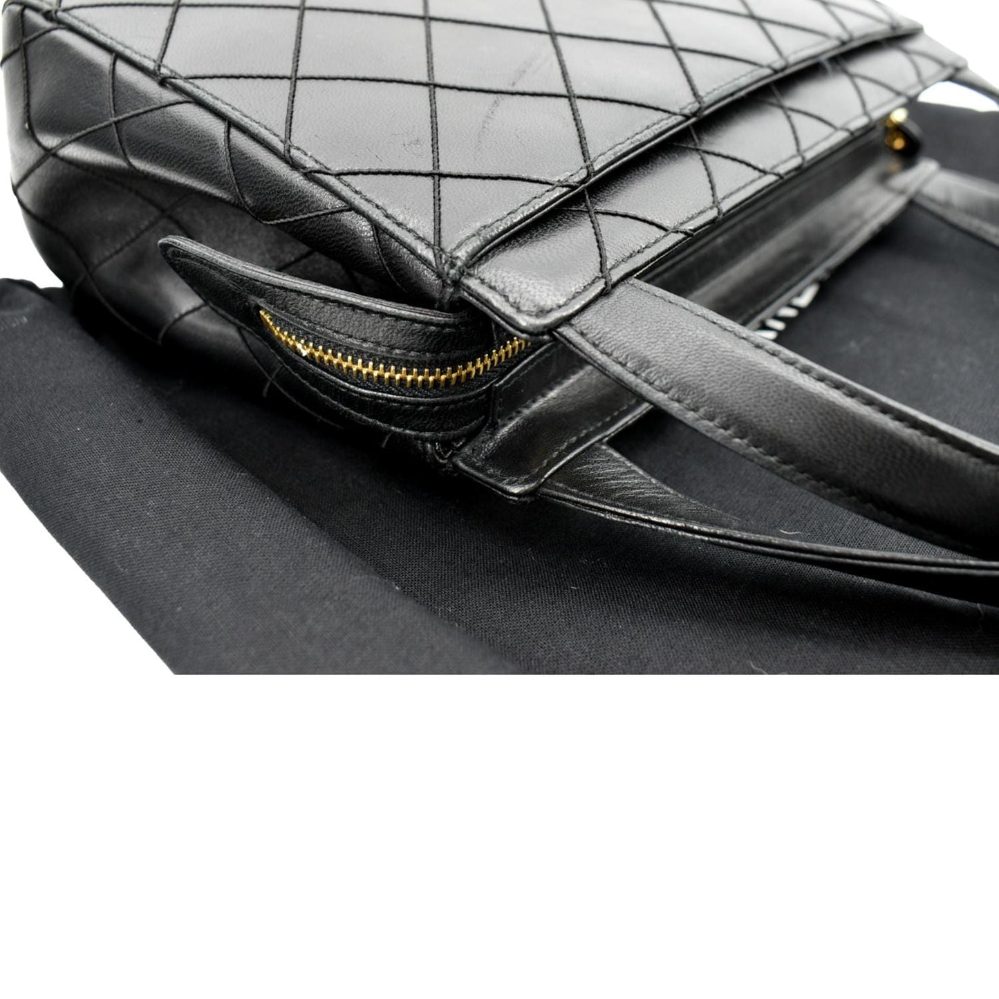 CHANEL Small  Lambskin Leather Handbag Black