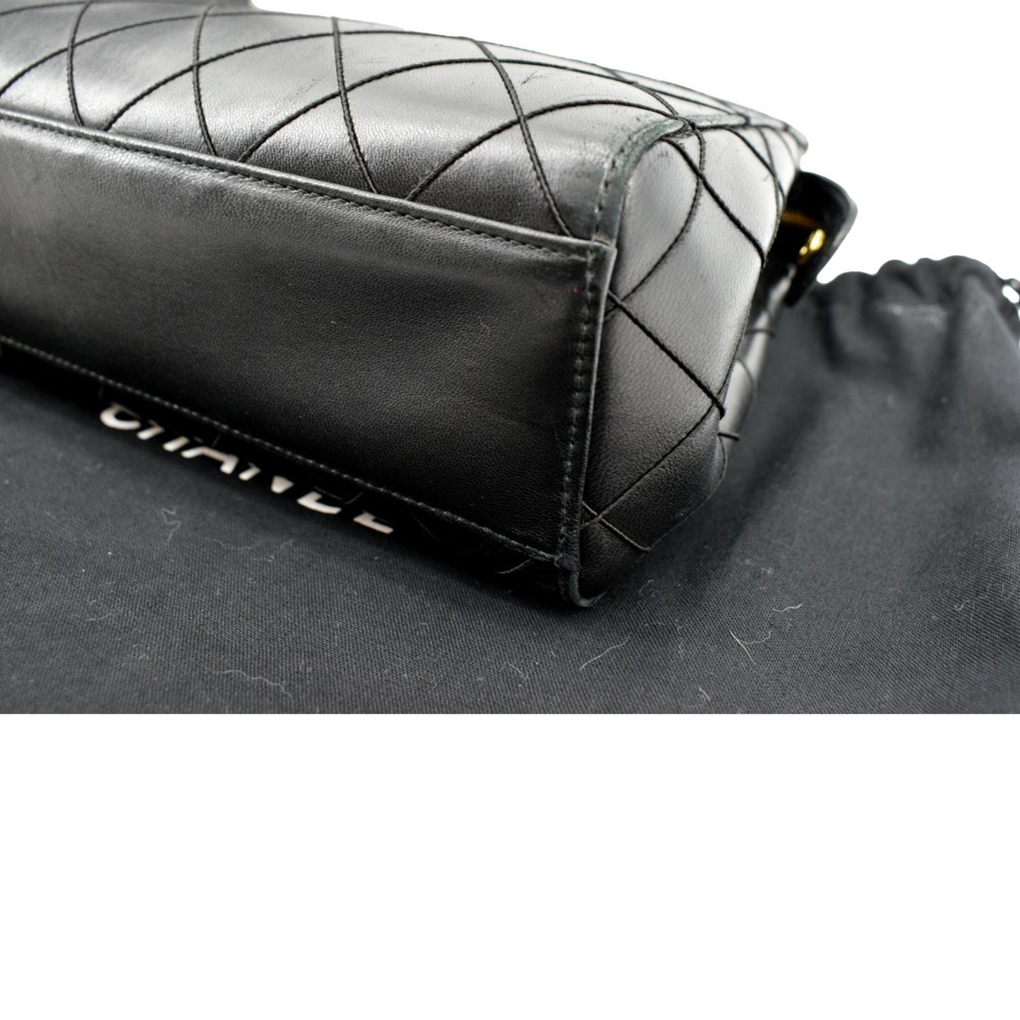 CHANEL Small  Lambskin Leather Handbag Black
