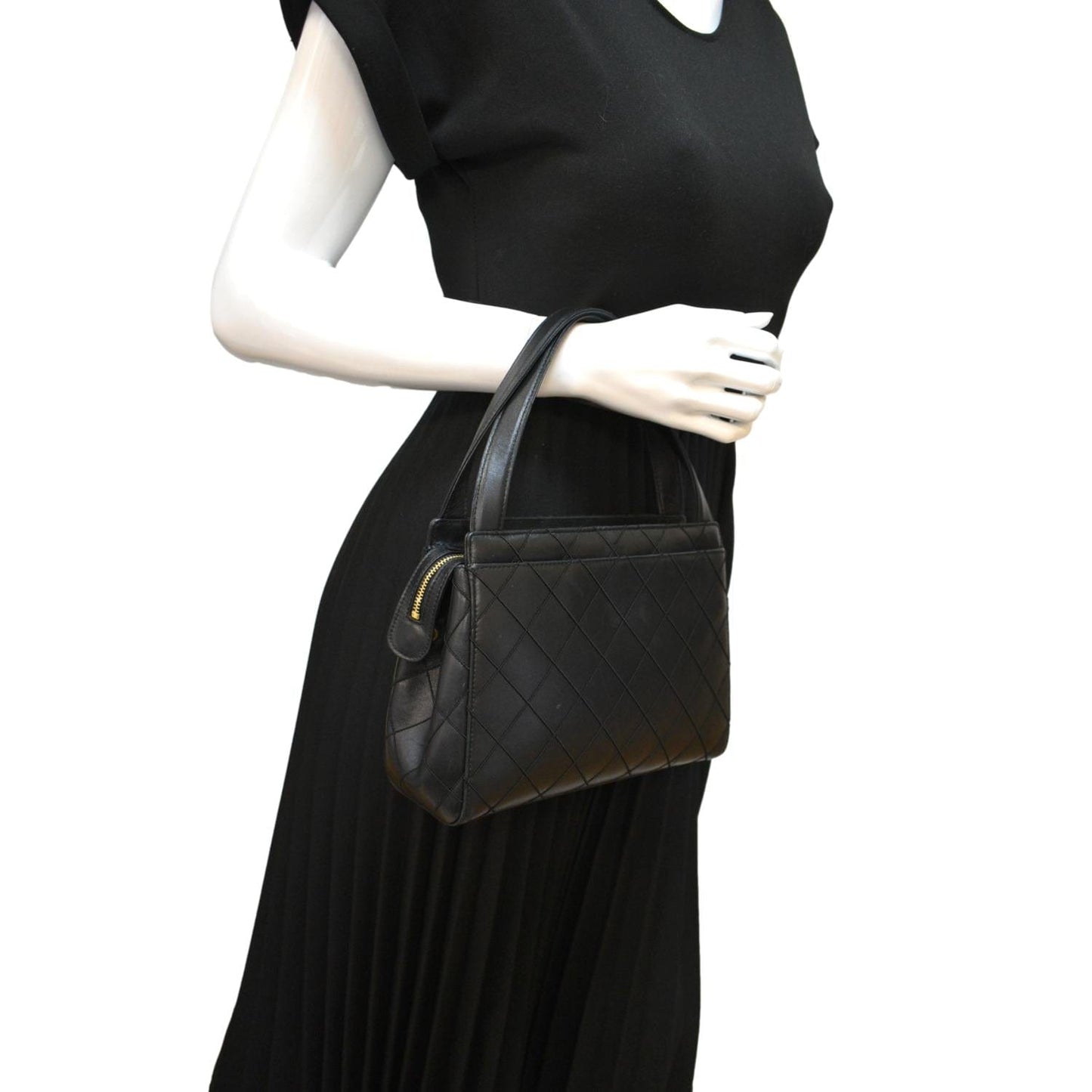 CHANEL Small  Lambskin Leather Handbag Black