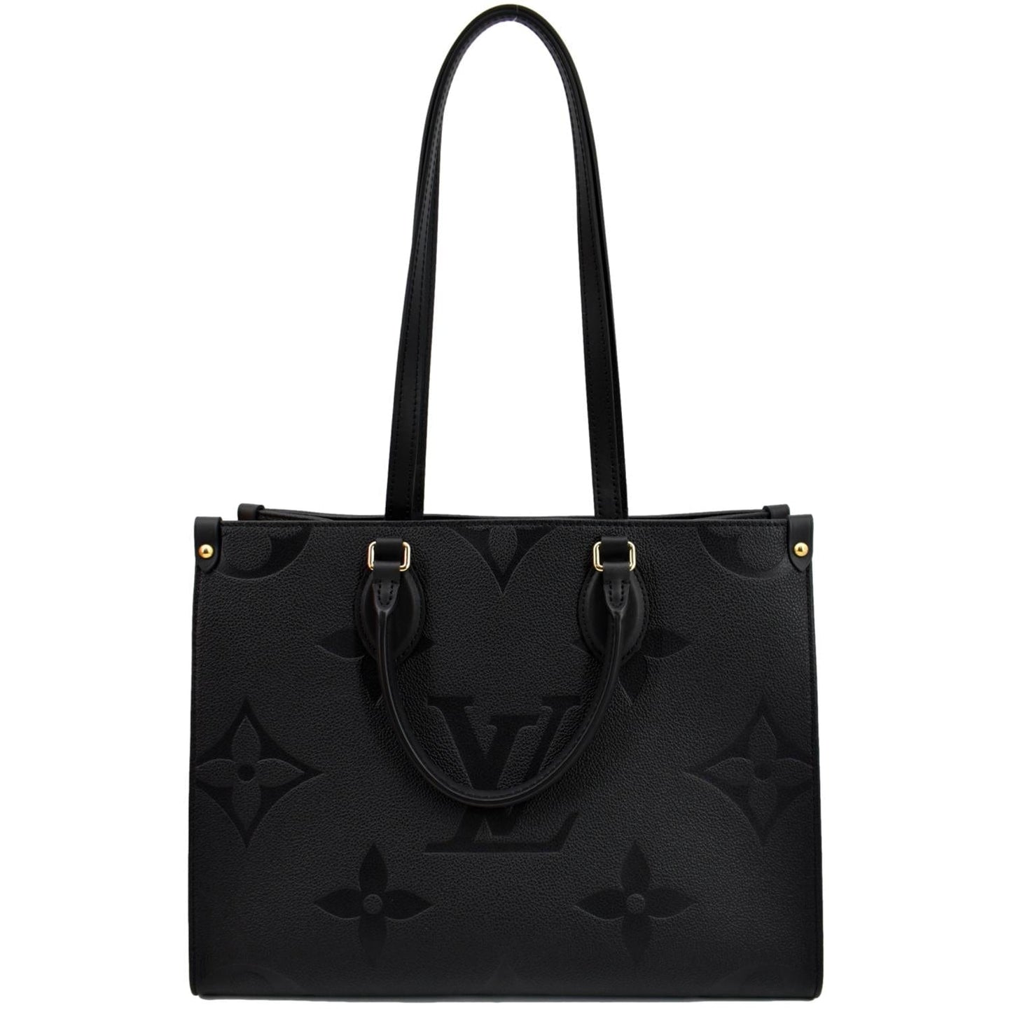 LOUIS VUITTON Onthego MM Monogram Empreinte Leather Shoulder Bag Black