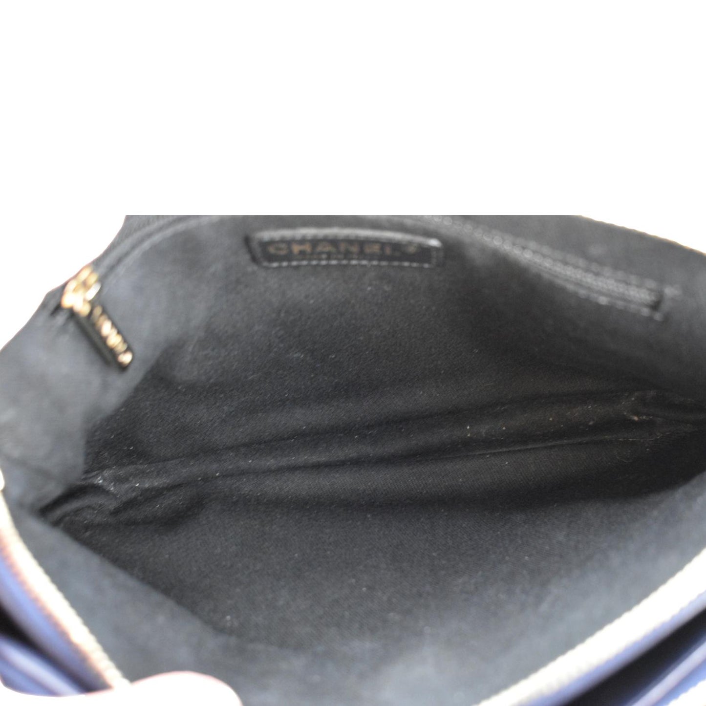 CHANEL Double Zip Patent Leather Shoulder Bag Navy Blue