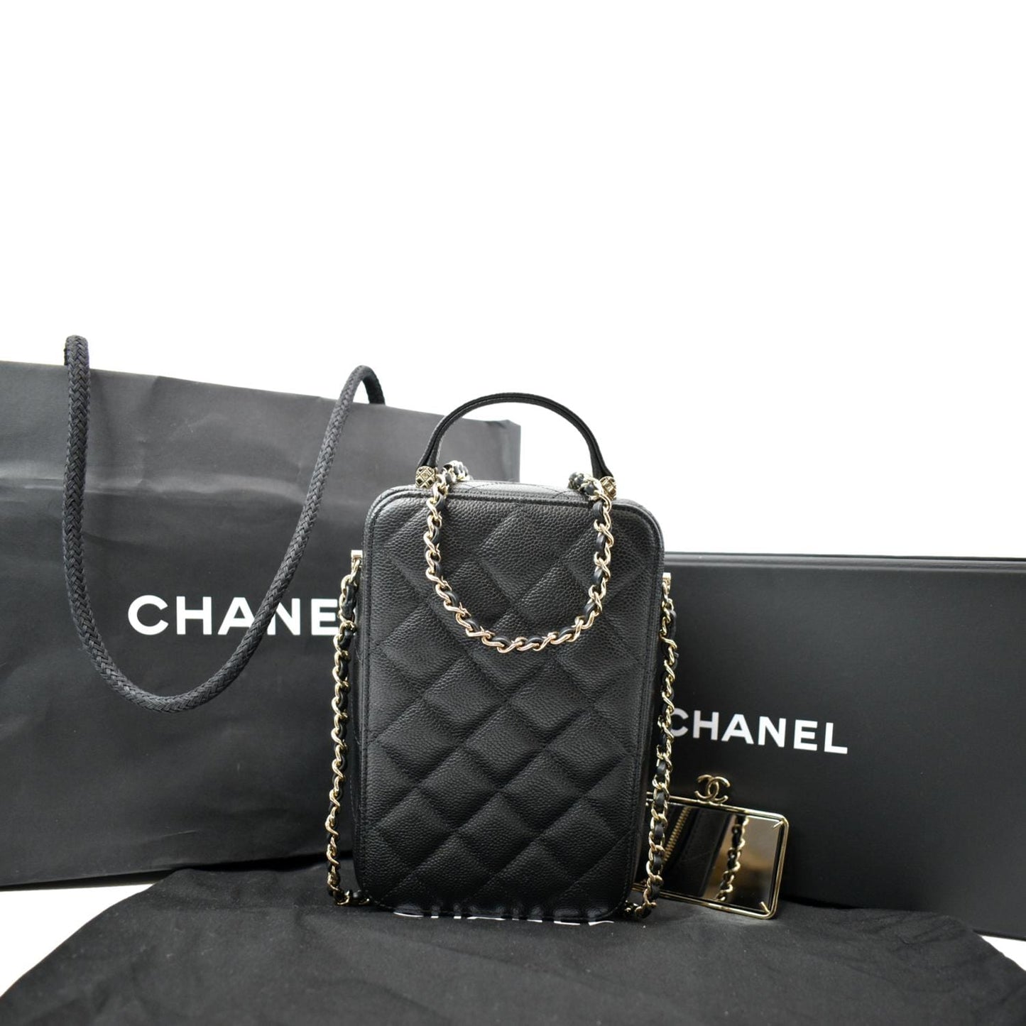 CHANEL Sac Vanity Caviar Leather Shoulder Bag Black - Hot Deals