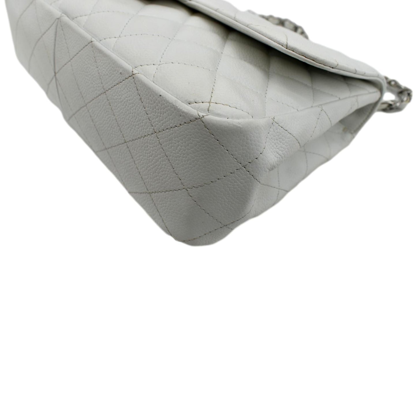 CHANEL Classic Jumbo Flap Caviar Leather Shoulder Bag White - Hot Deals