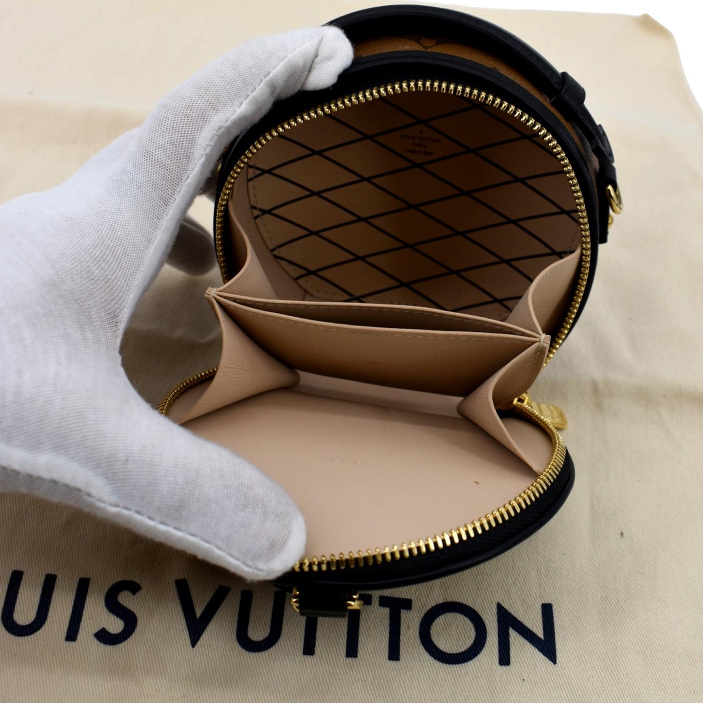 LOUIS VUITTON Boite Chapeau Mini Reverse Monogram Canvas Shoulder Bag Brown