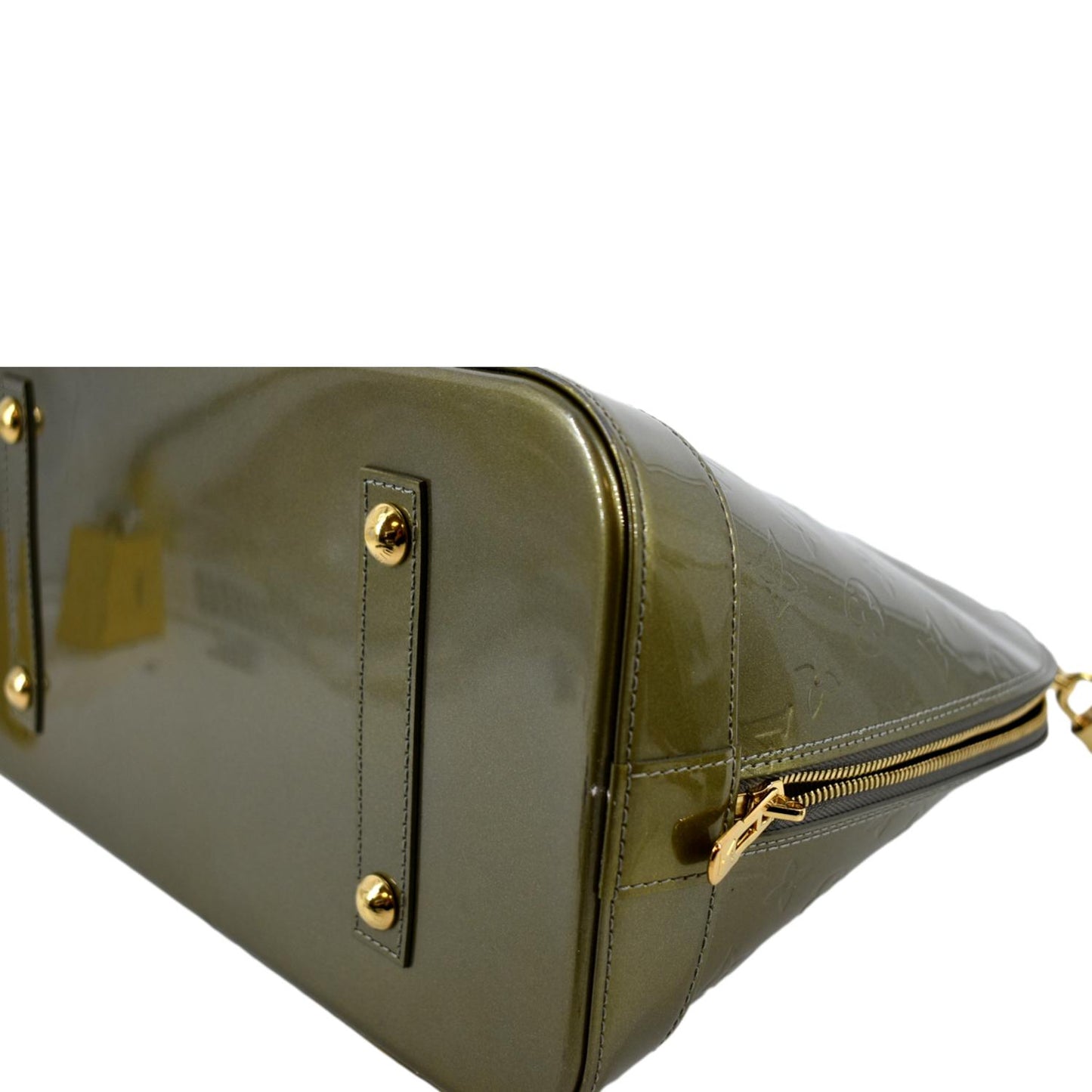 LOUIS VUITTON Alma GM Monogram Vernis Leather Satchel Bag Green