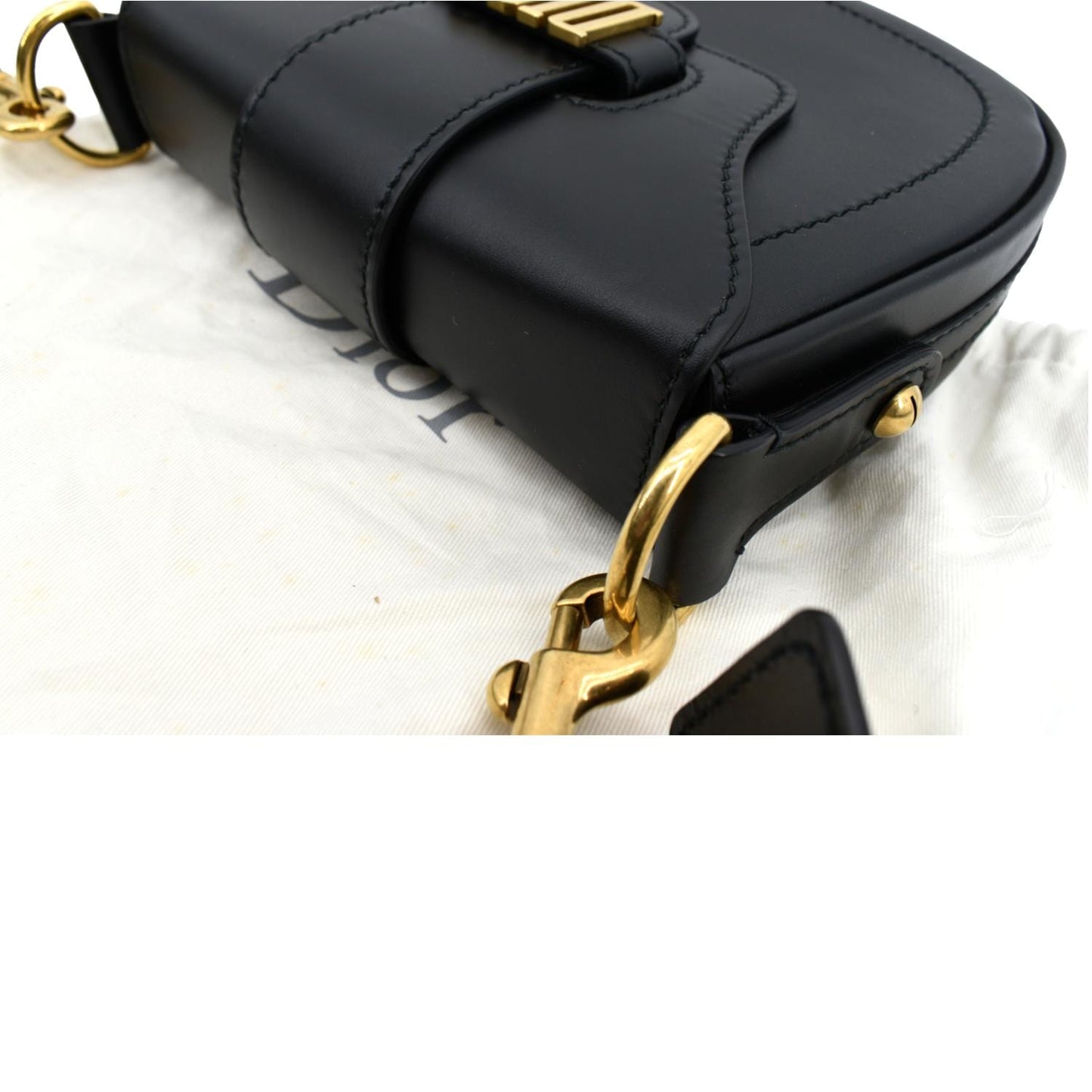CHRISTIAN DIOR D Fence Calfskin Leather Saddle Bag Black - Hot Deals