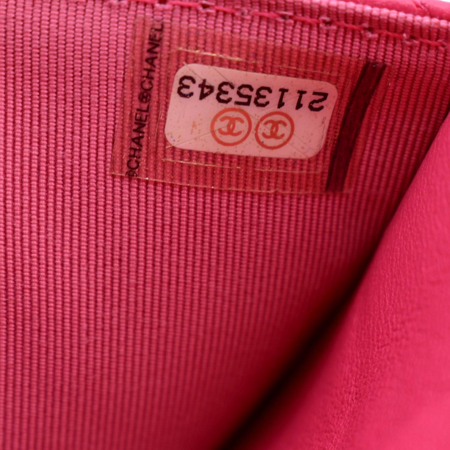 CHANEL WOC Quilted Leather Crossbody Wallet Fuchsia Pink