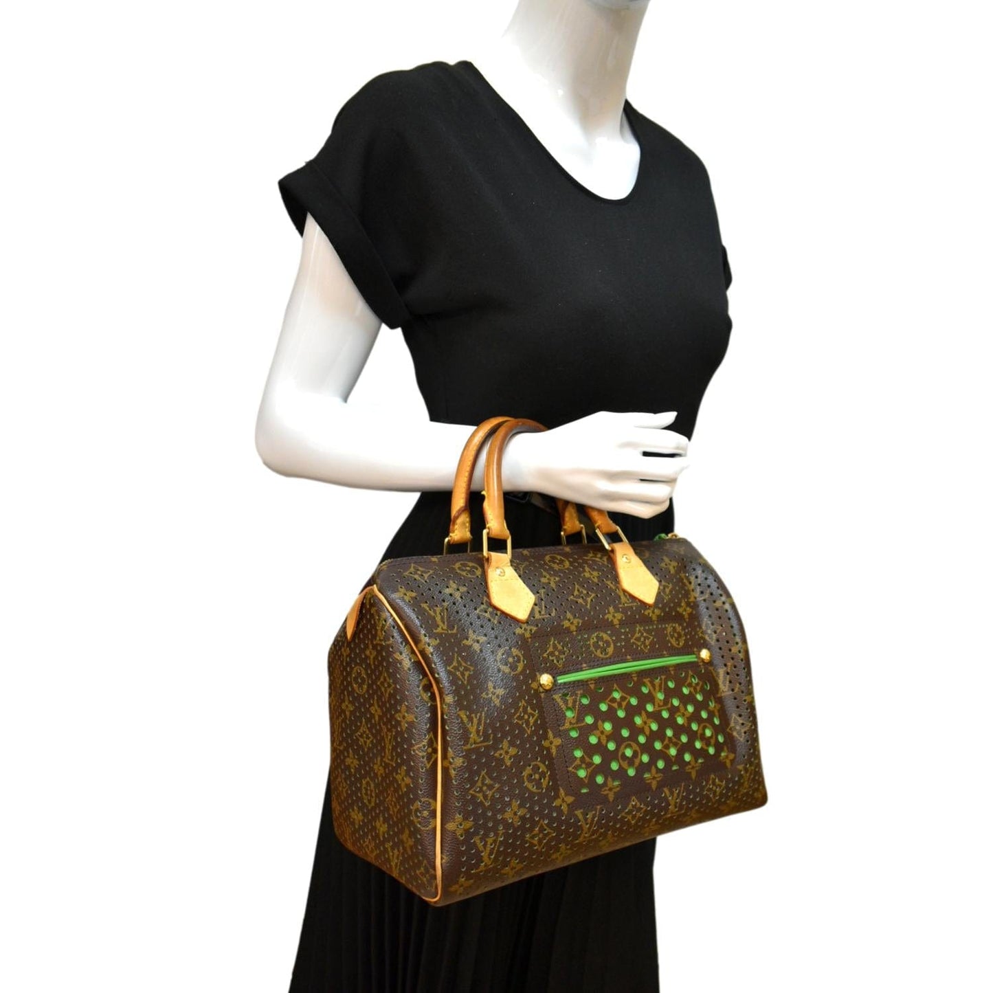 LOUIS VUITTON  Monogram Perforated Satchel Bag Brown