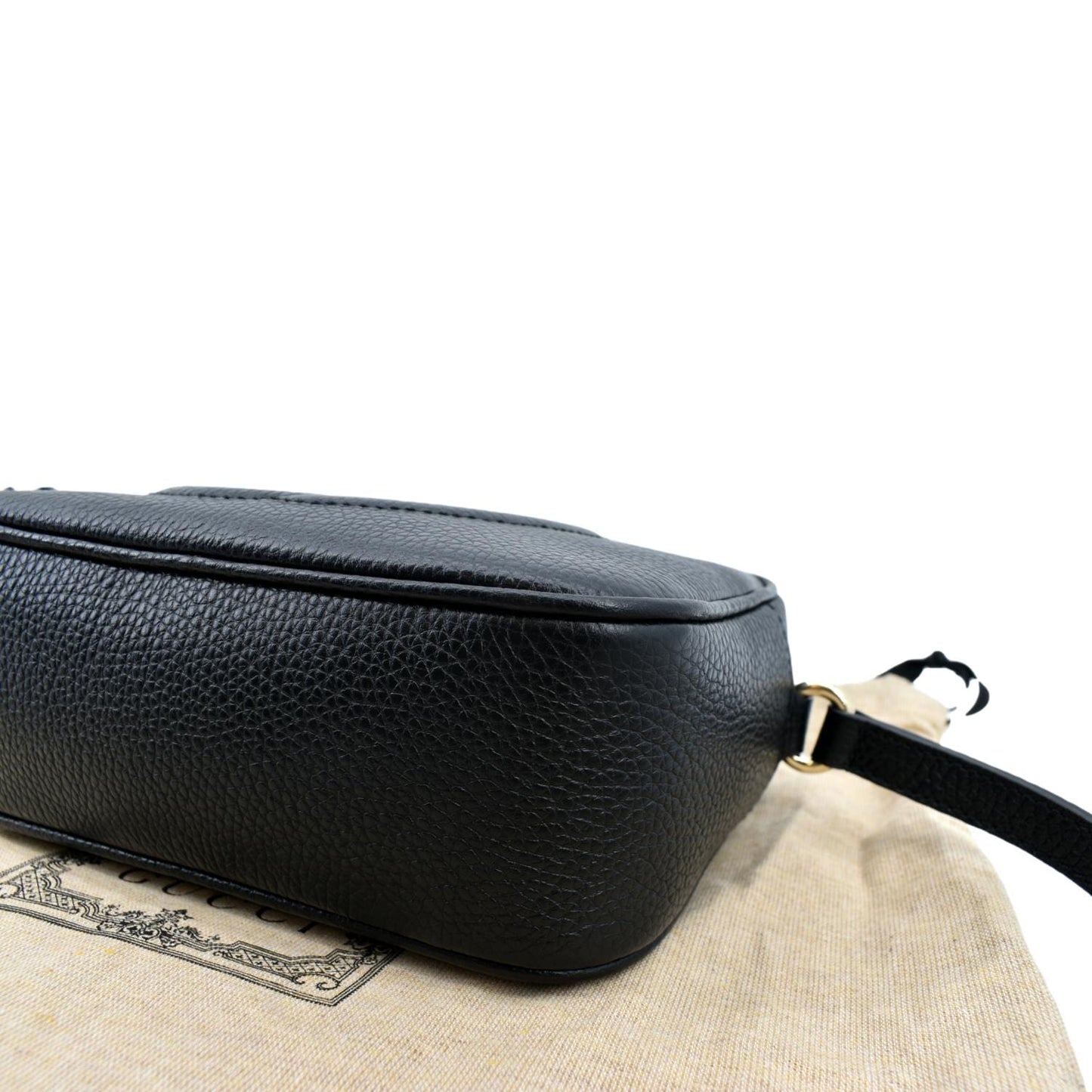 GUCCI Soho Disco Pebbled Leather Crossbody Bag Black 308364