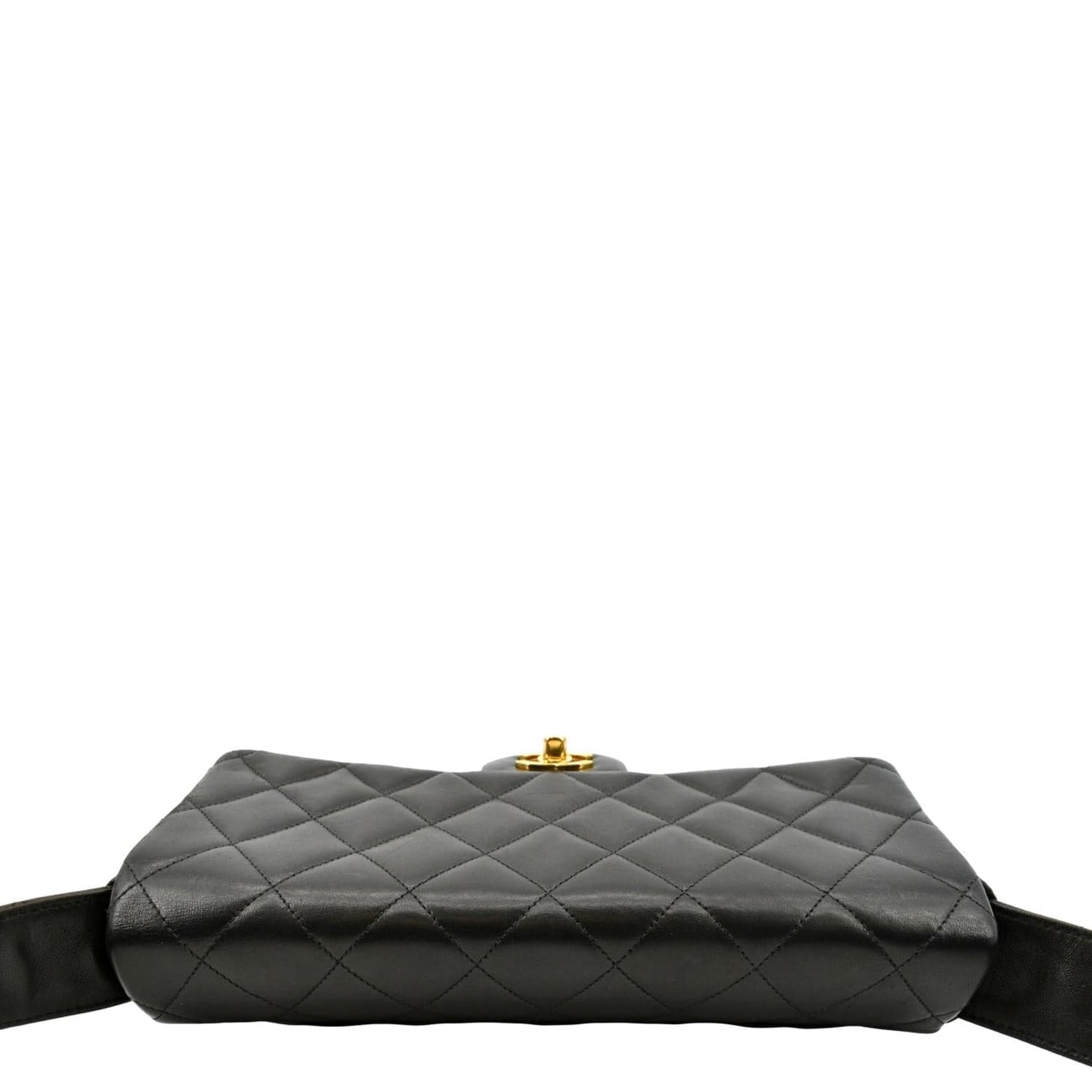 CHANEL Vintage Flap Quilted Leather Shoulder Bag Black