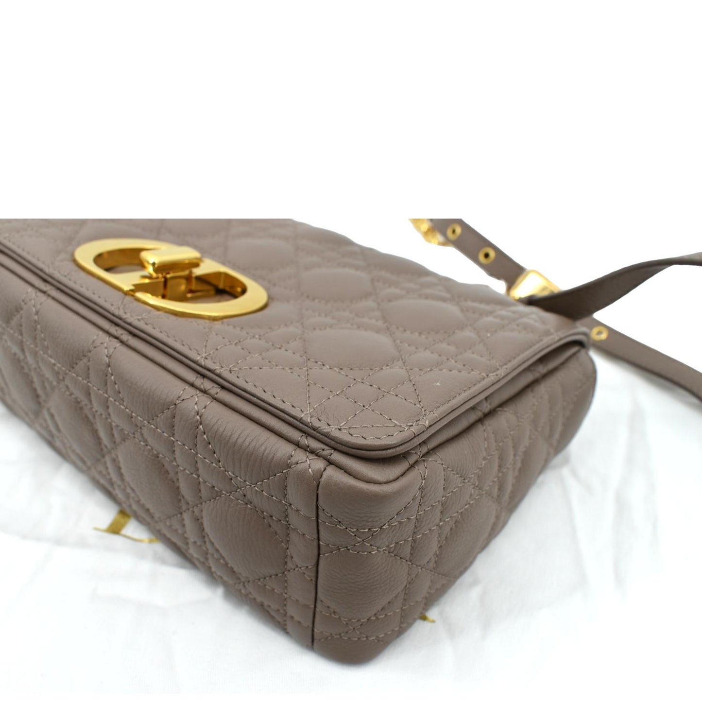 CHRISTIAN DIOR Caro Iridescent Leather Shoulder Bag Metallic Pink