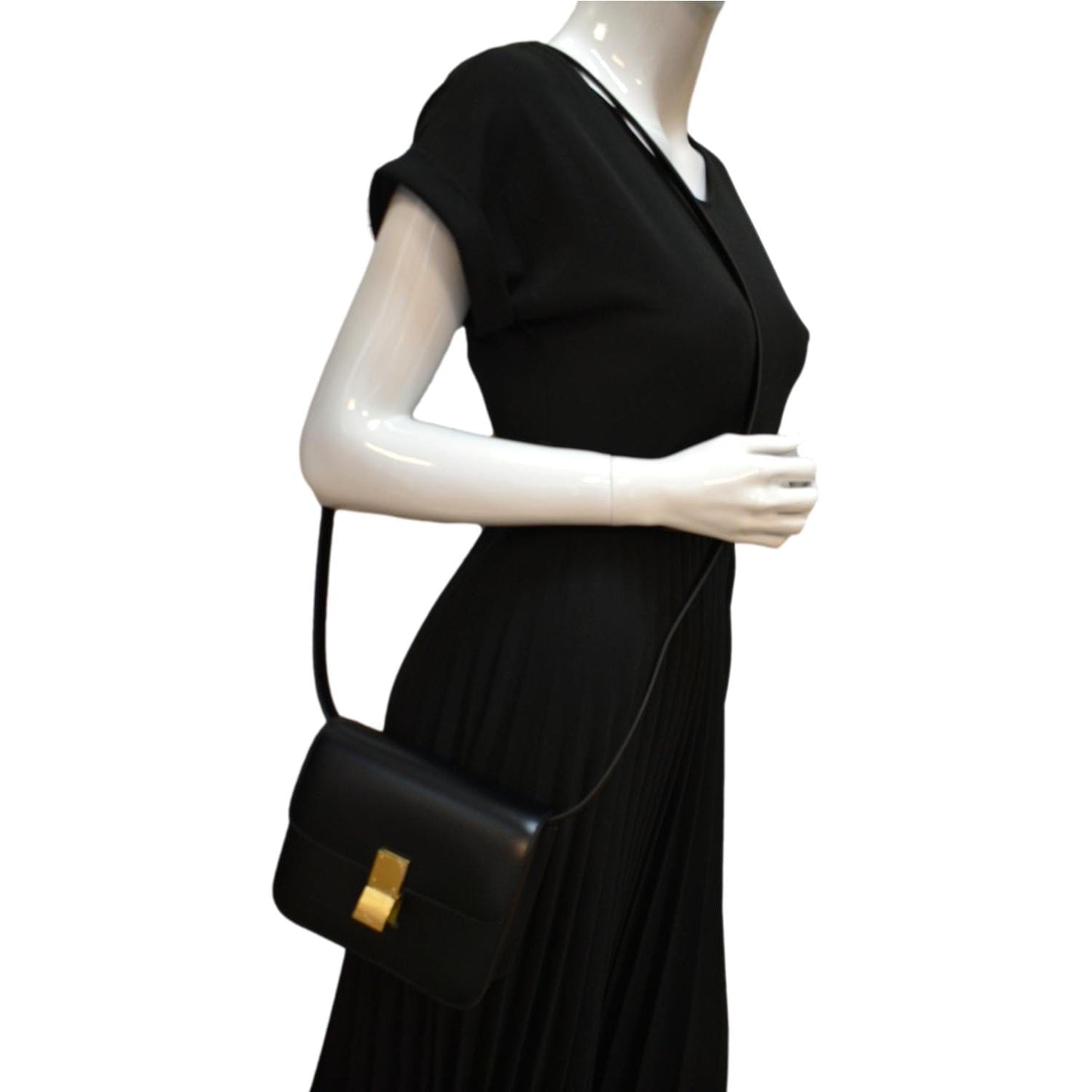 CELINE Classic Box Calfskin Leather Crossbody Bag Black