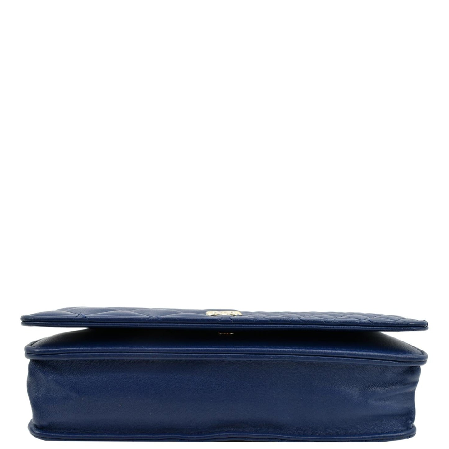CHANEL Wallet On Chain Quilted Leather Crossbody Bag Blue