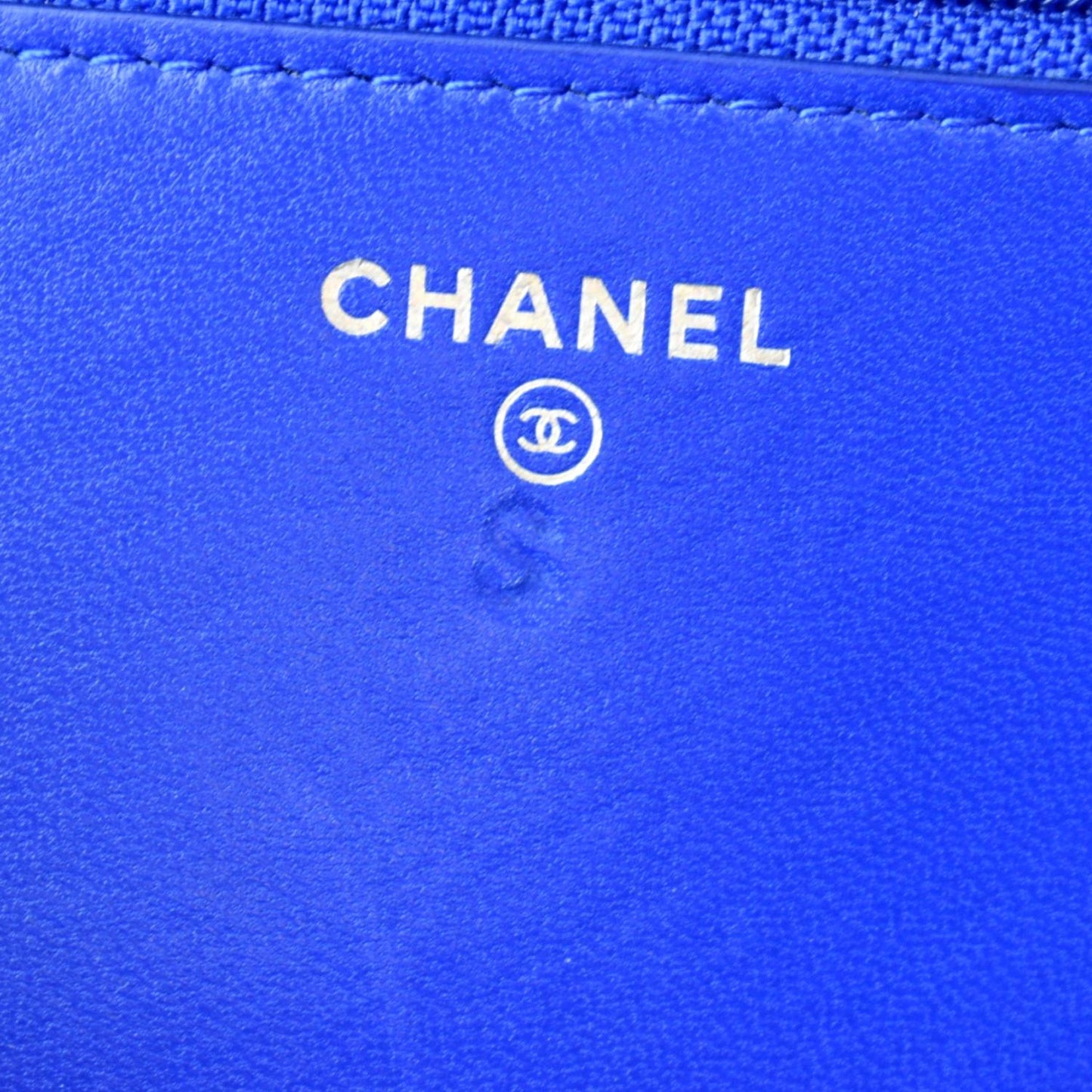 CHANEL Wallet On Chain Quilted Leather Crossbody Bag Blue