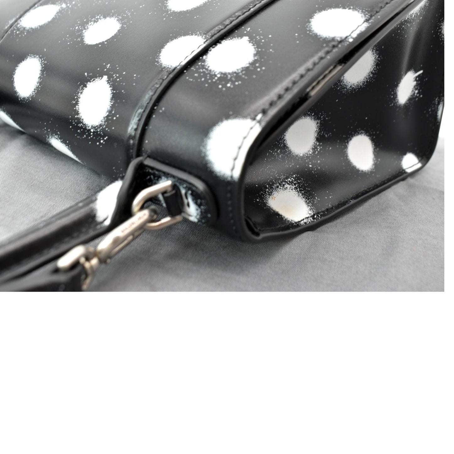 BALENCIAGA Women Hourglass Polka Dot Leather Tote Shoulder Bag Black